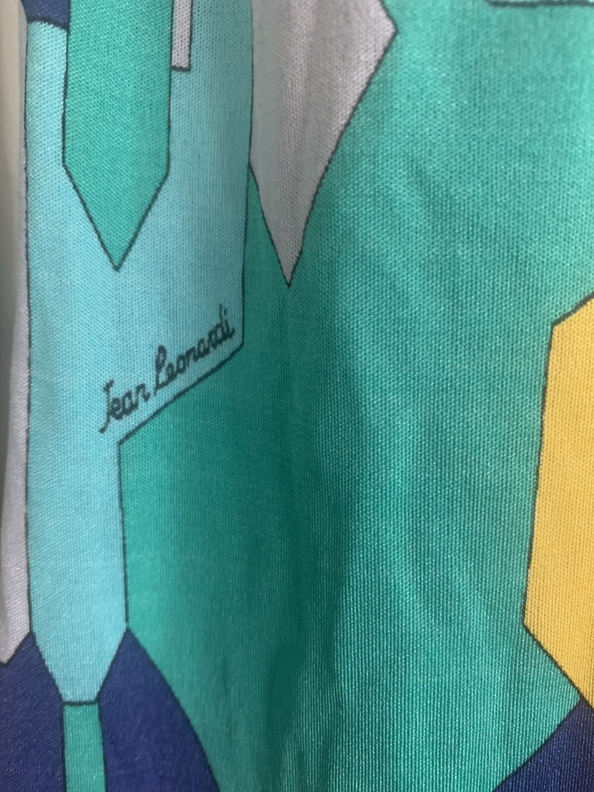Rare Vintage Jean Leonardi Signed Print Dress Circa 1960’s Sz. 42 Made In Italy