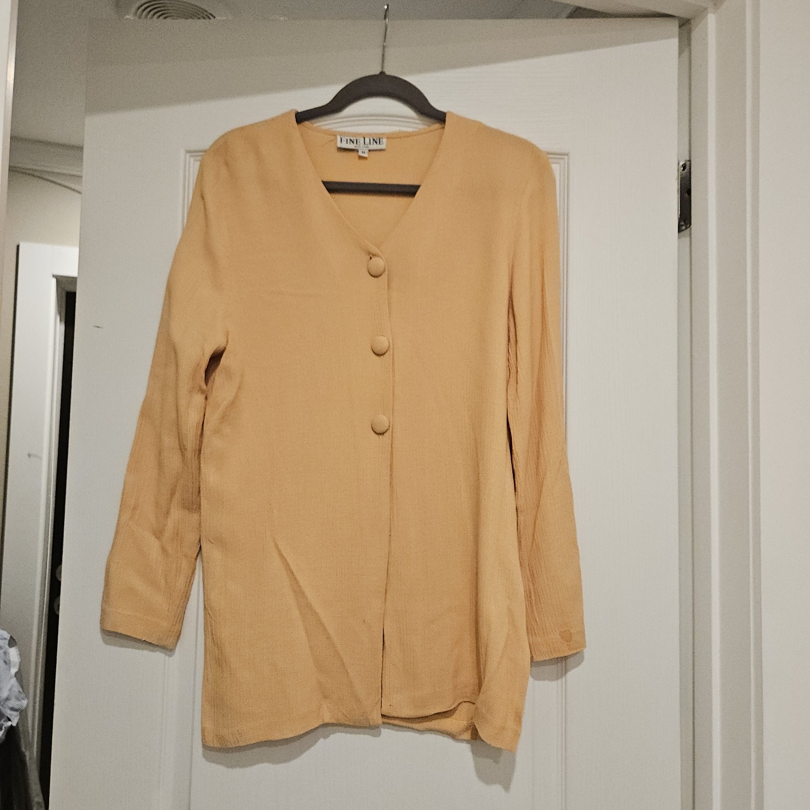 Vintage Fine Line New York Creme Butter Cardigan Size S librarian cottagecore