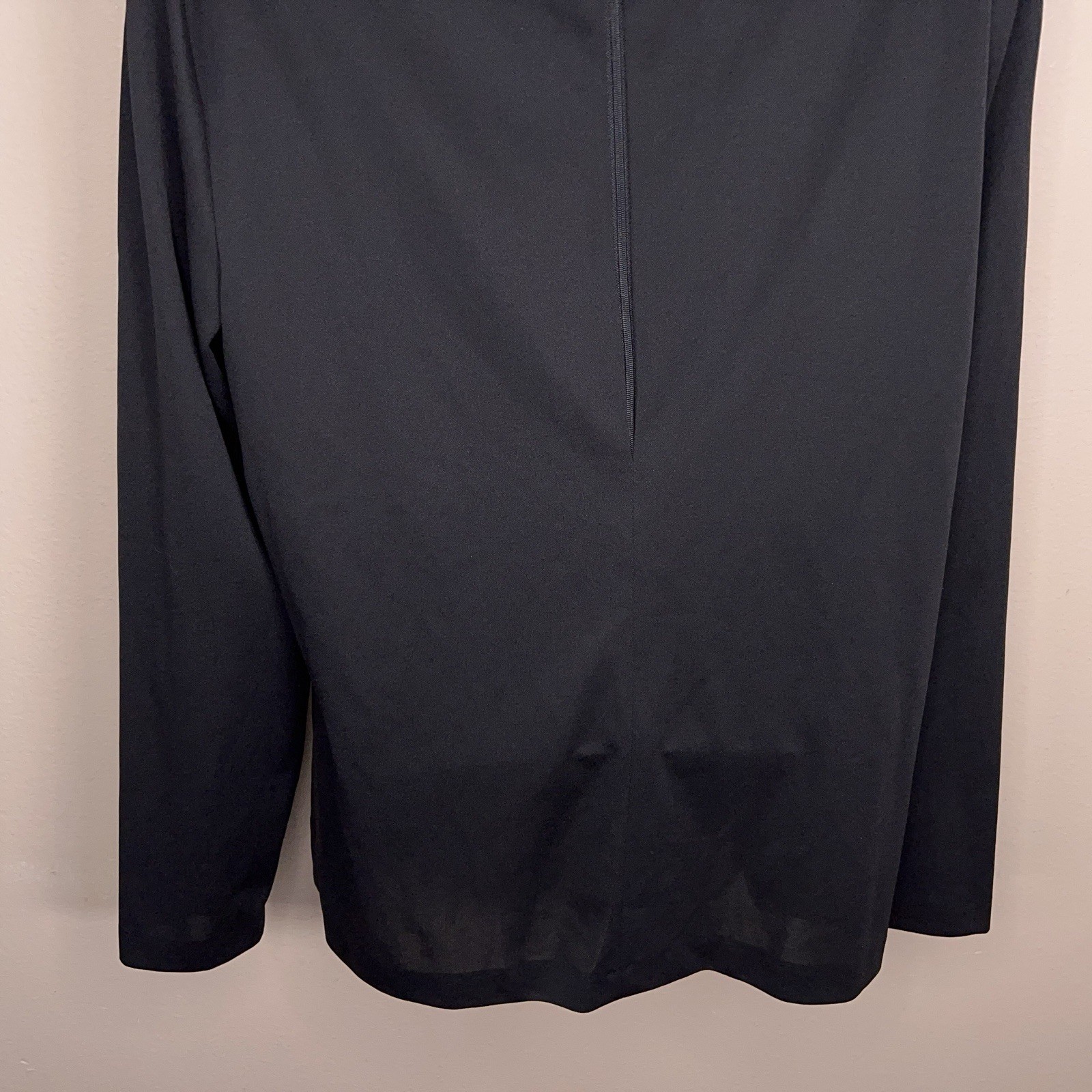 Vintage Ko Ko Knit Black Mock Neck Blouse Long Sleeve High Collar Pearl Accent