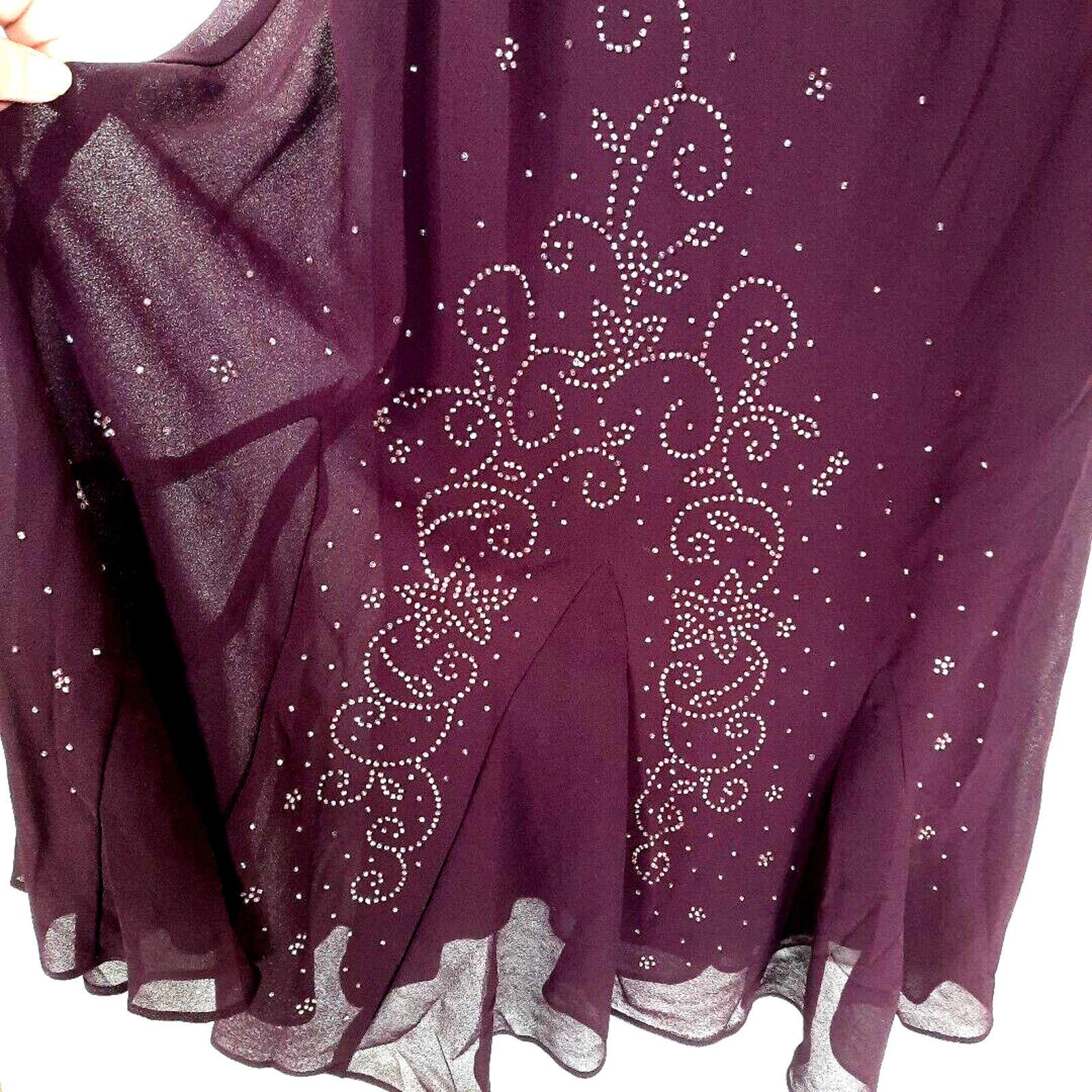 Vintage R&M RIchard Beaded Sheer Maxi Dress Sz 14 Burgundy Whimsigoth Dark Fairy