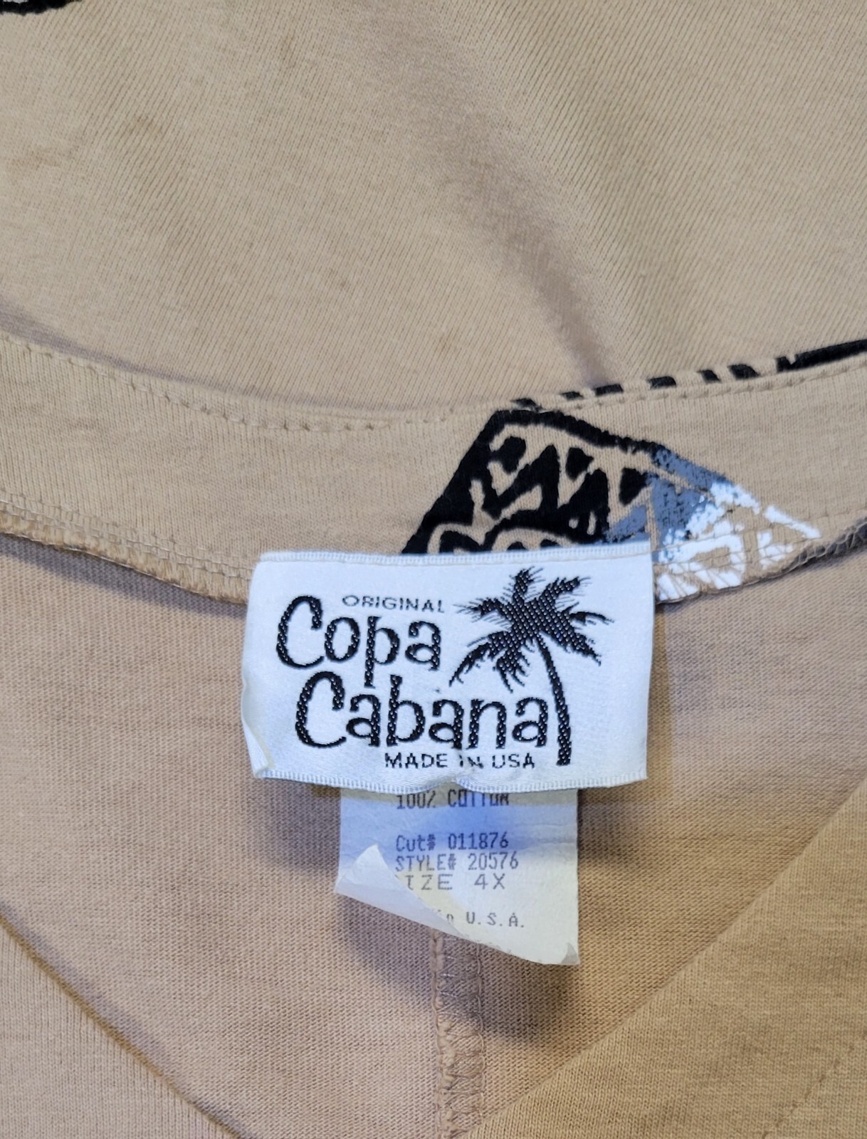 Vintage Copa Cabana Original Tan Safari Black White Zebra Cotton Shirt Dress 4X