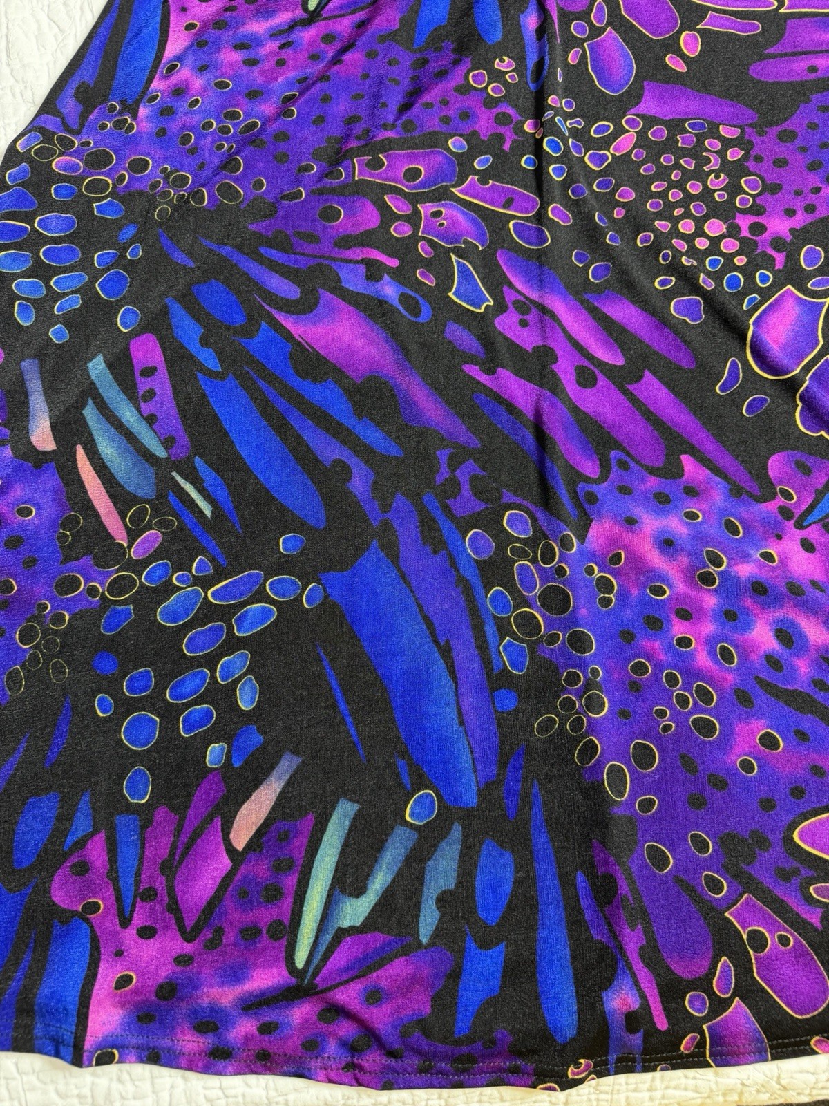 Vintage 90’s Jostar XL Vibrant Abstract Butterfly Slinky Maxi Dress Travel