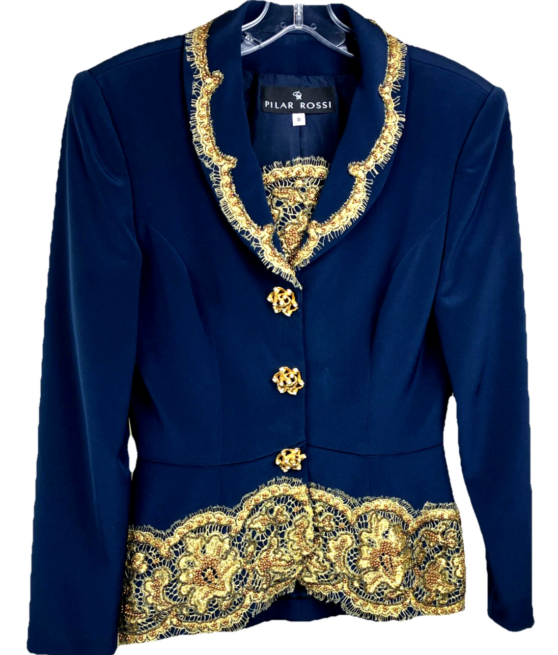 OPULENT S 90s Pilar Rossi Baroque Gold Lace Byzantine Evening Jacket Byzance