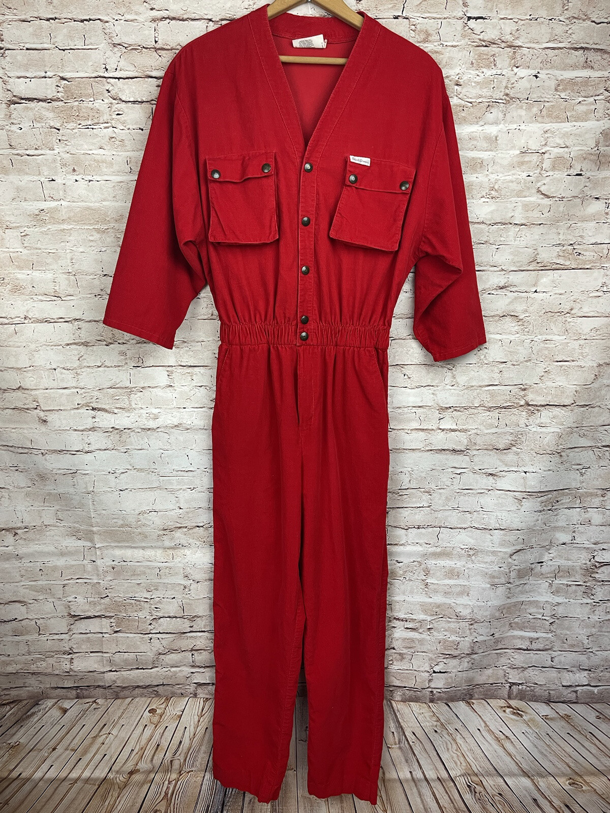 Vintage Couture Saint Germain Paris Red Jumpsuit Elastic Back 9/10 Med