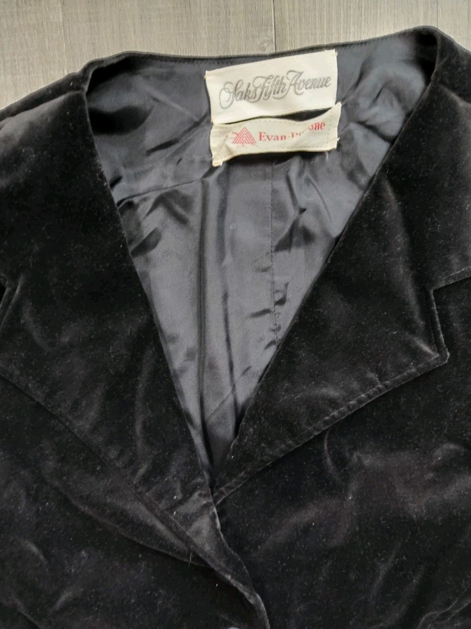 Vtg 80s Evan Picone Saks Fifth Avenue Black Velvet Vest Size 16 Union Made USA