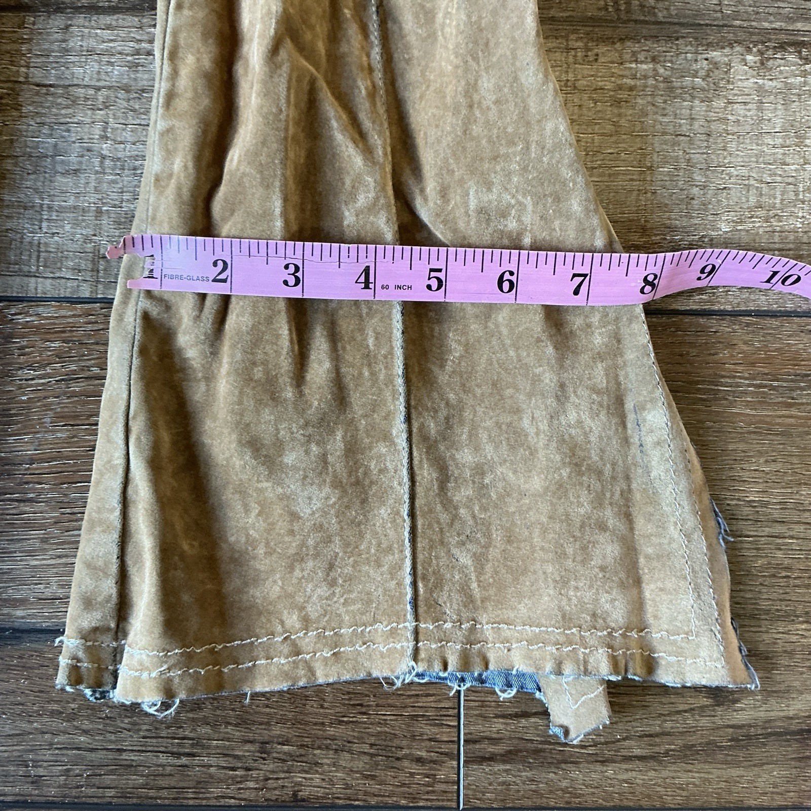VTG JNCO Suede-Feel Jumpsuit Size M Tan Flare Leg Cap Sleeve Snap Front Y2K #36F