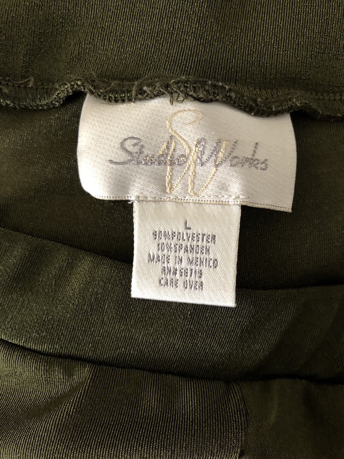 Womens Size L Green Polyester Spandex Stretch Studio Works 30 Inseam Pants 1980s