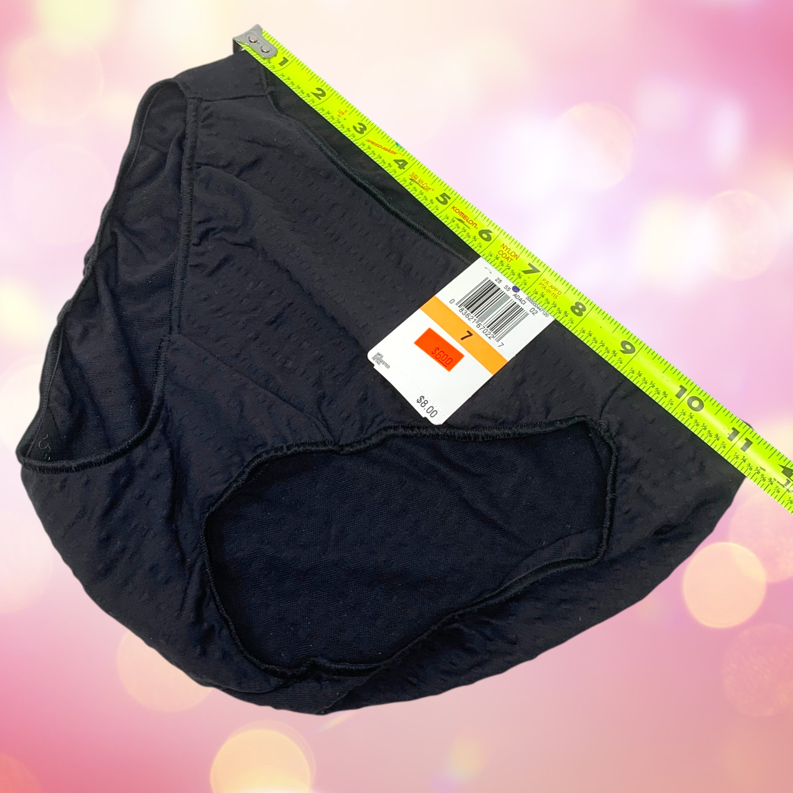 NWT Vintage Vanity Fair Panties Ruched Nylon High Cut Bikinis Sz 7 Black NEW