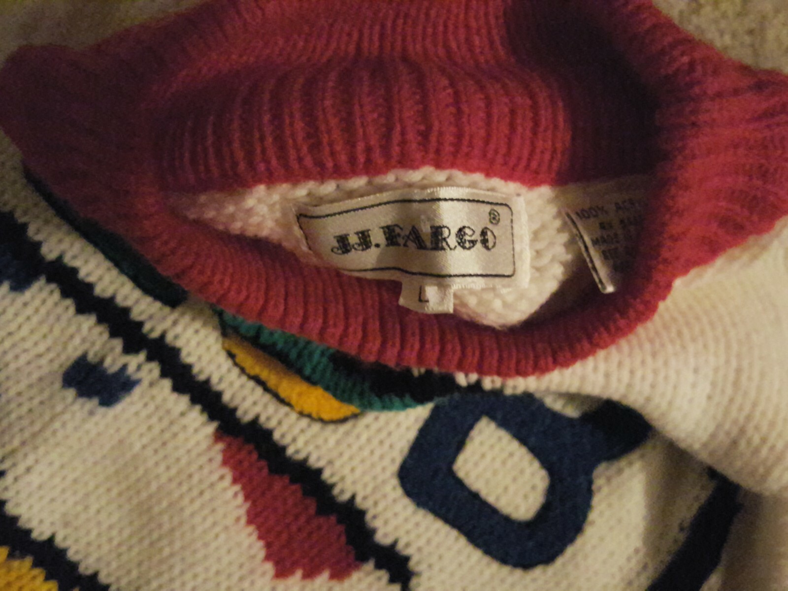 Vintage Womens Sweater JJ Fargo Sports Cheerleader CLUB BOY CRAZY 70s 80s Large