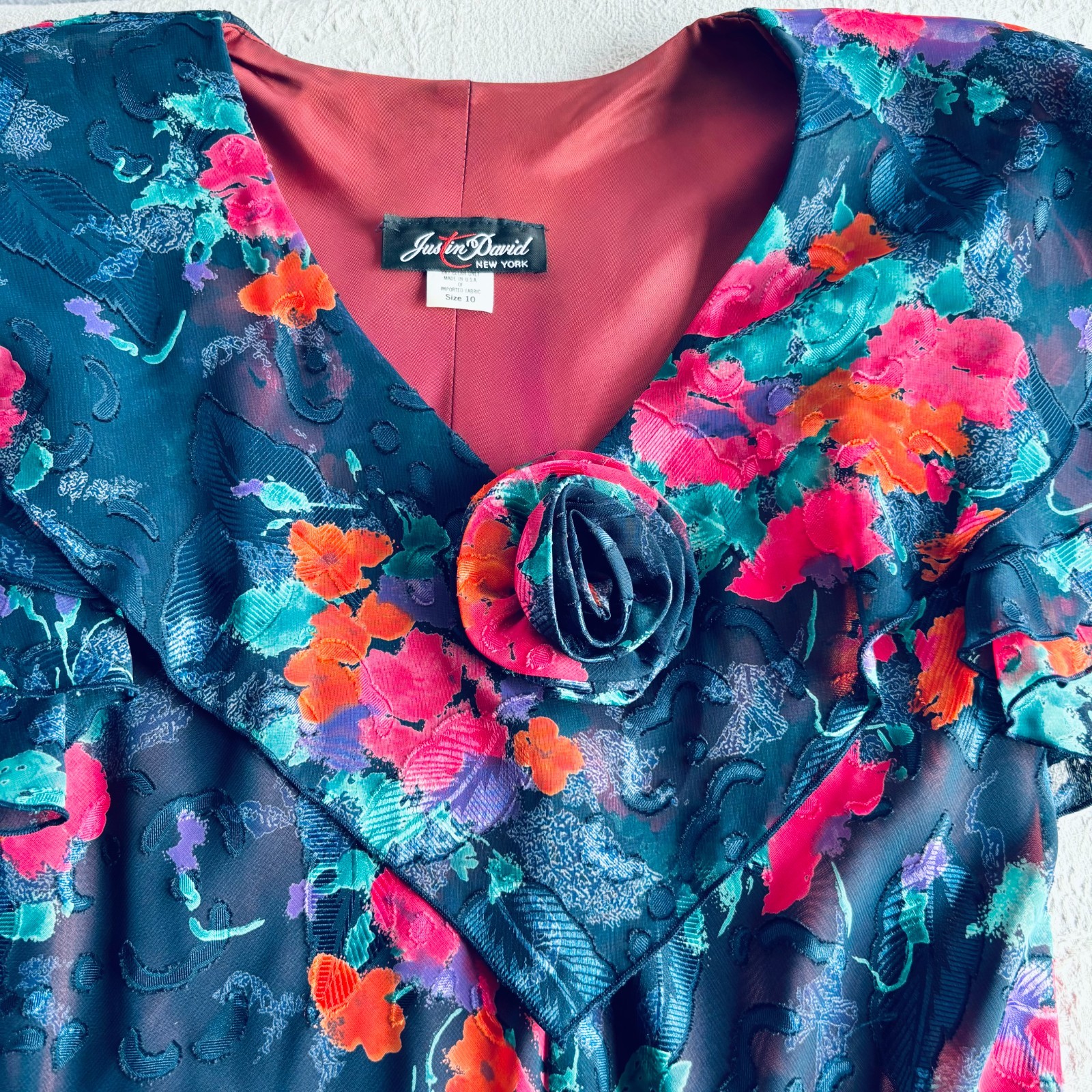 Vintage 1980s 1990s Does 1930s Blue Floral Flowing Party Dress