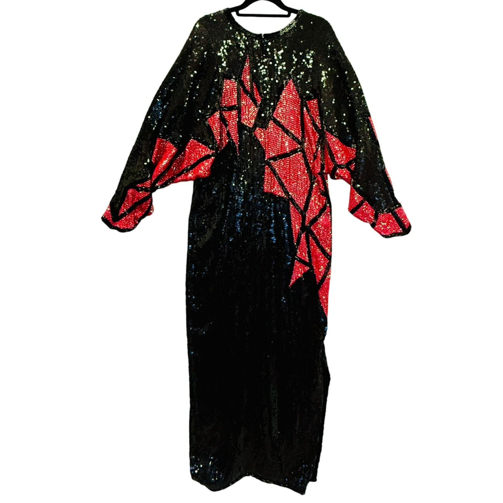 Vtg Riazee 1920 Style Runway Couture Silk Dramatic Fully Beaded Sequin Silk Gown