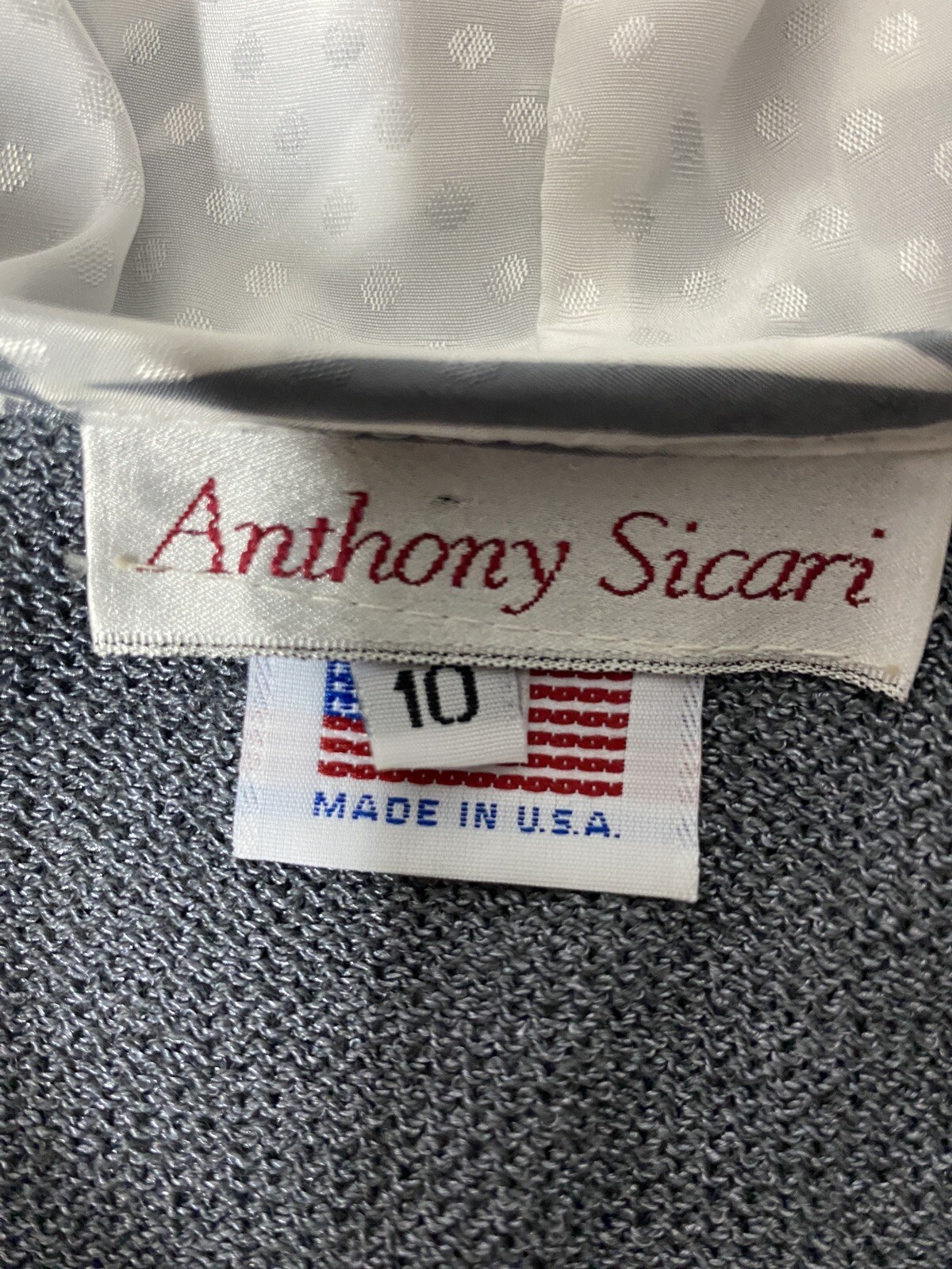 Anthony Sicari Double Ruffle Collar Vintage 80’s Gray Womens Sweater Size 10 USA