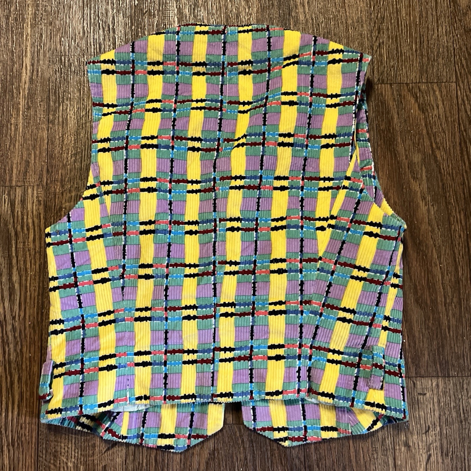 Versace Jeans Couture Vest Women’s Small Vintage Pastel Plaid Corduroy VJC