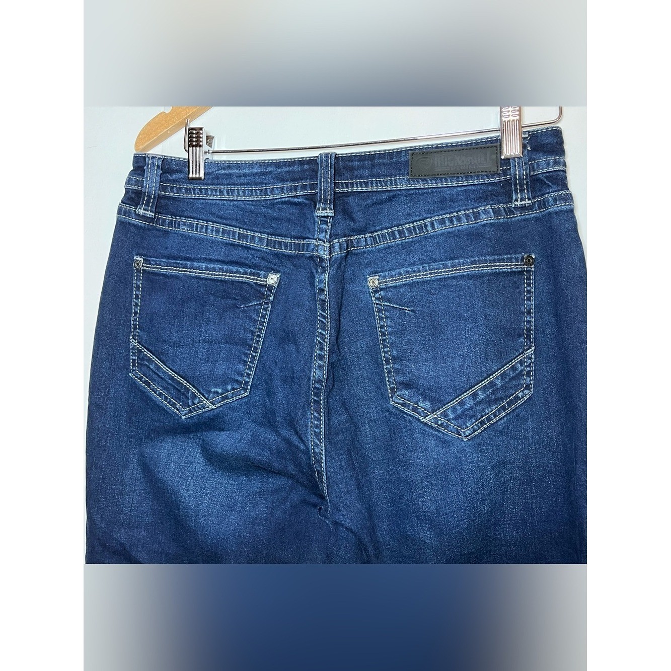 Rock & Roll Denim High Rise Flare Dark Wash 29×32 Button Fly Y2K Western Retro