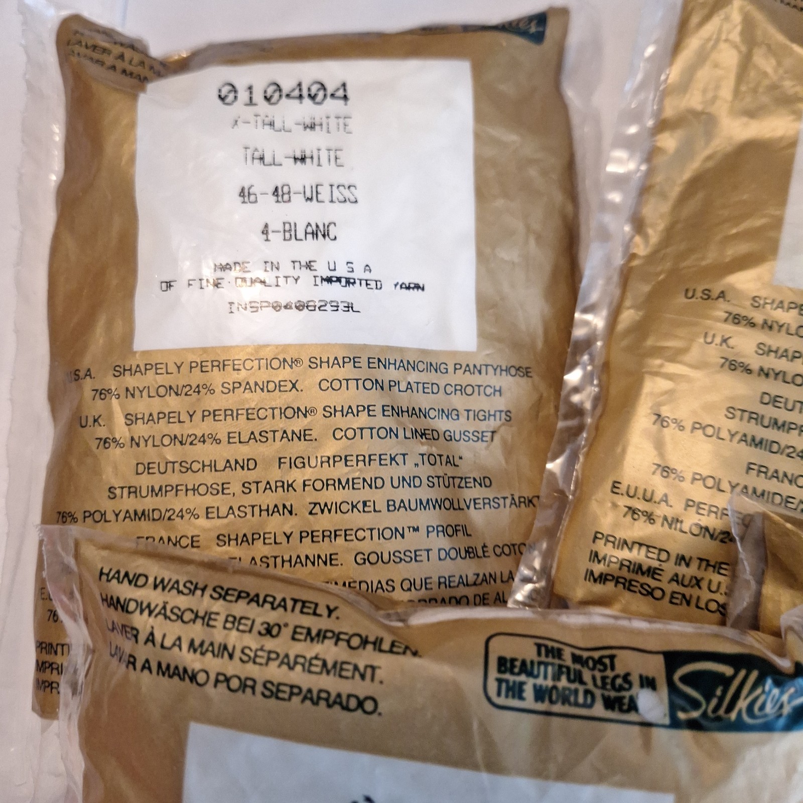 Vintage Silkies Lot Pantyhose White New X Tall