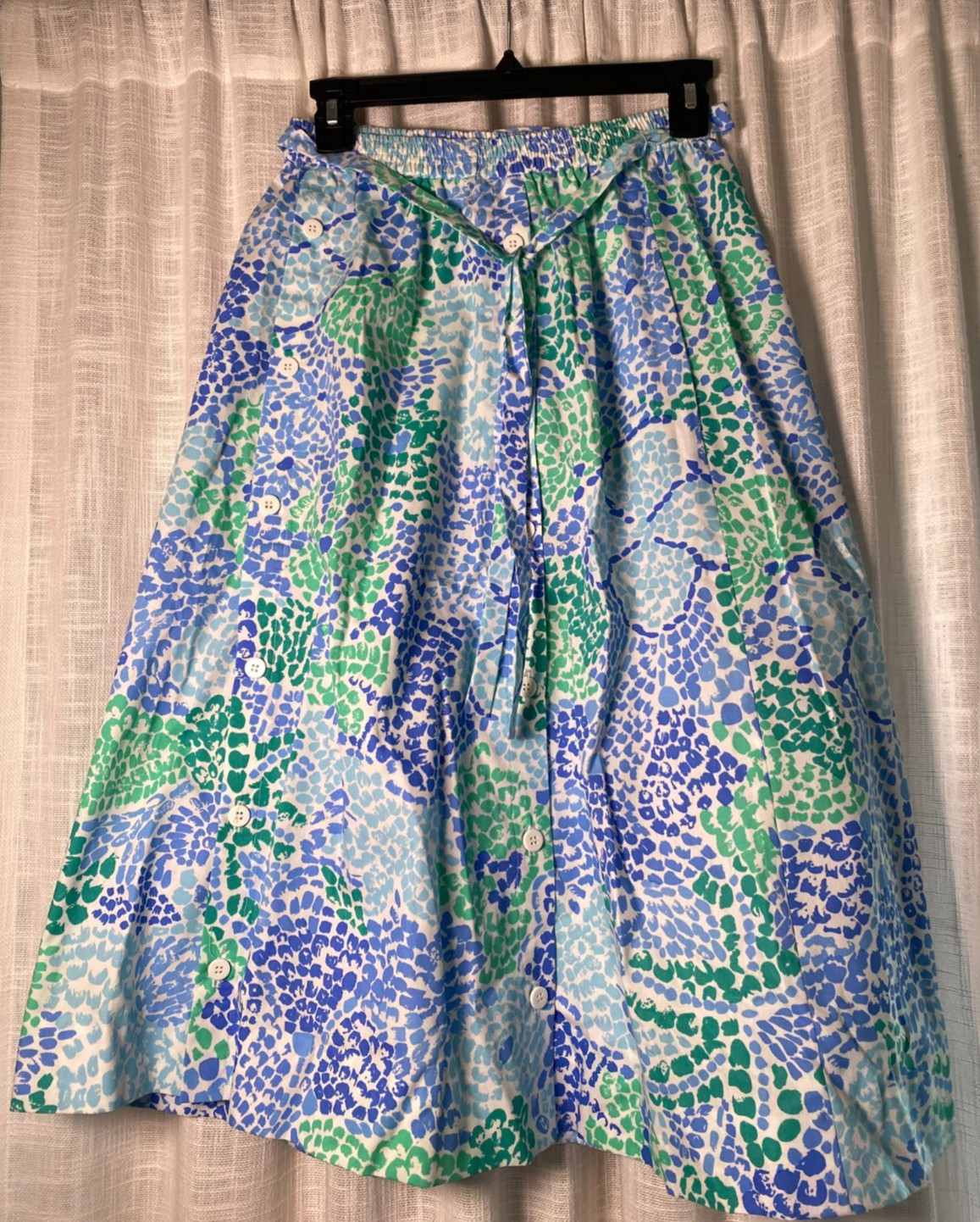 VTG SEA WAVES BEACHY SKIRT WHIMSICAL HIPPIE BOHO COTTON COTTAGECORE | MEDIUM