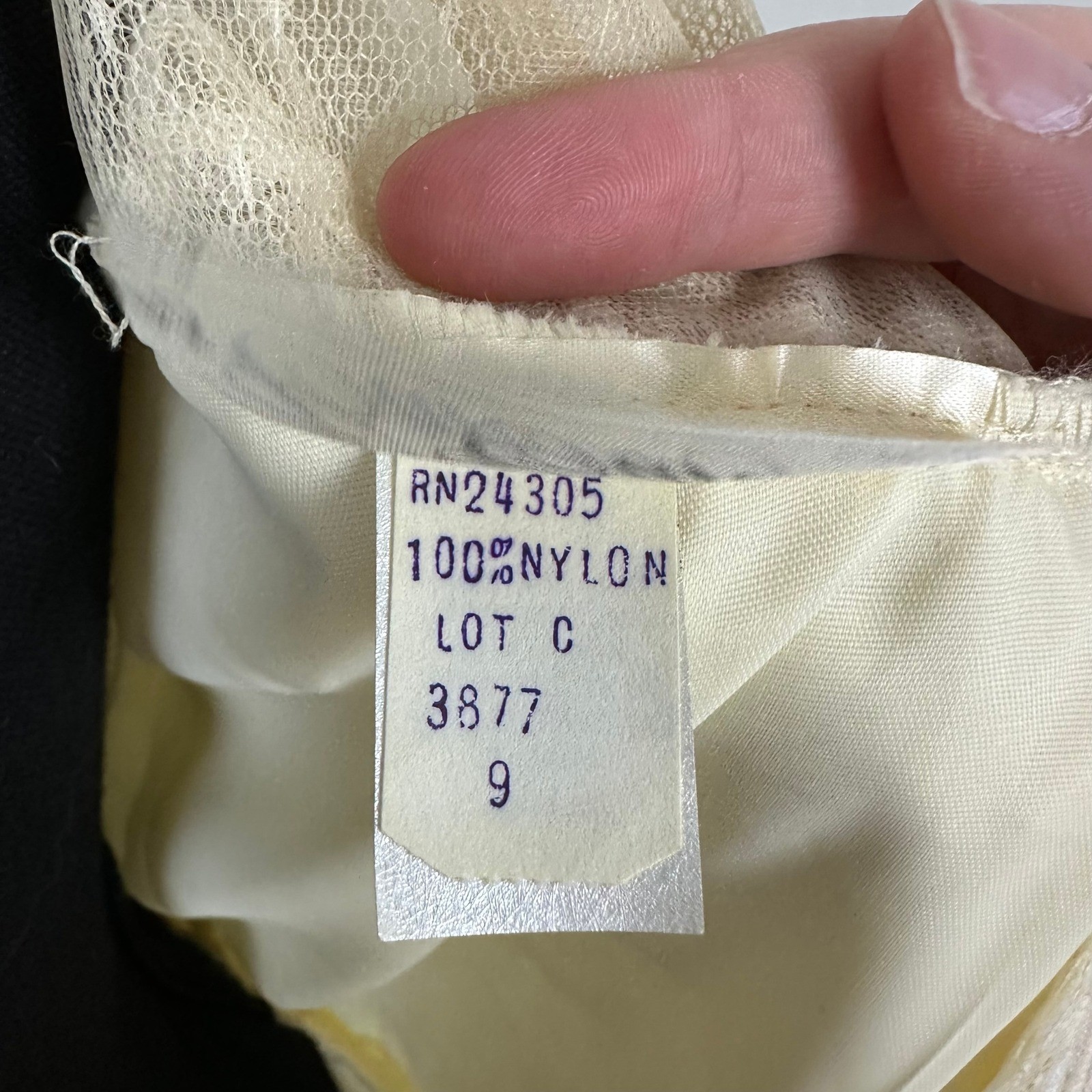 Vintage Candi Jones California Lace Maxi Dress Yellow Sash Victorian Prairie 9