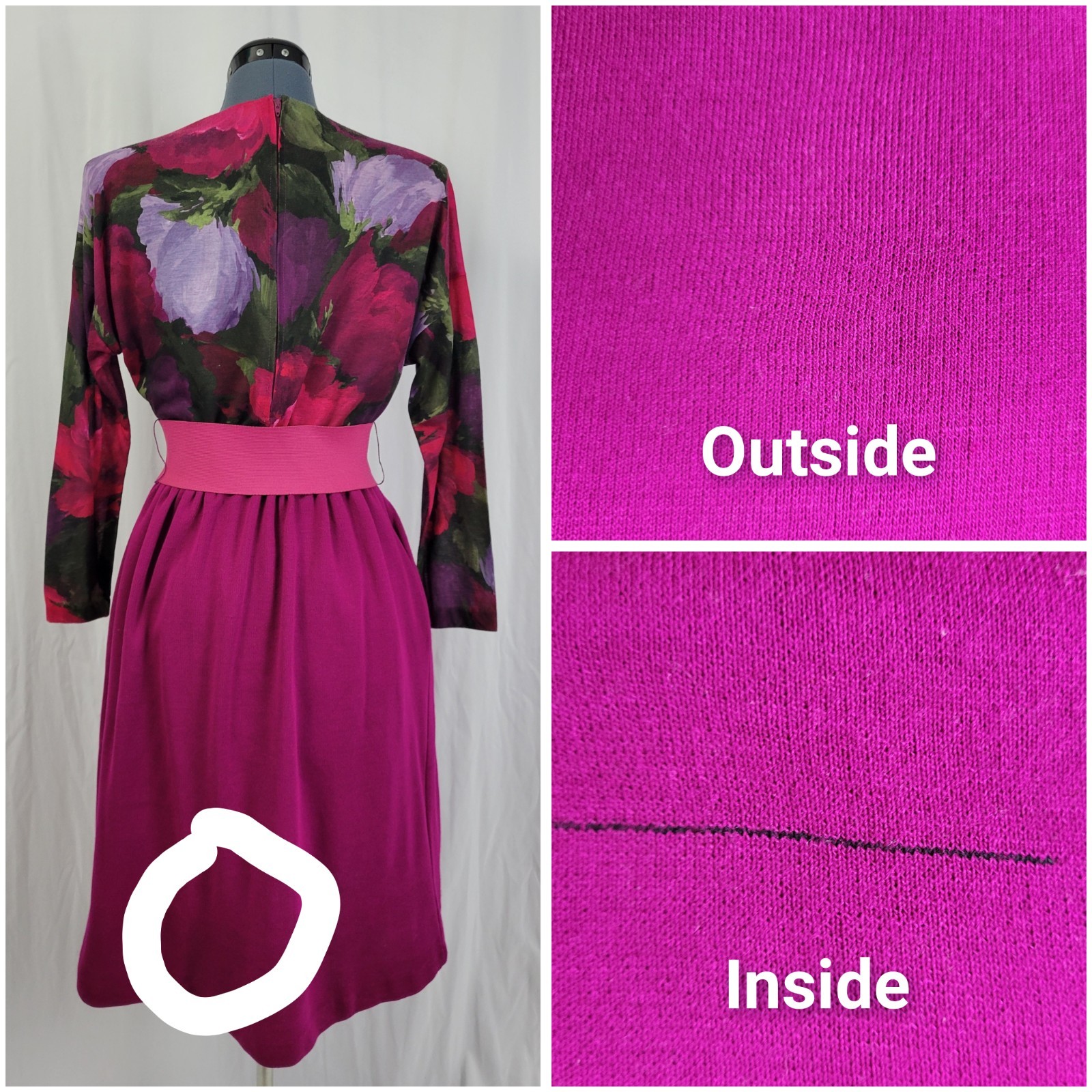 Vintage EJM Petites Pink/Purple/Green Floral Top w Magenta Skirt Size 6P