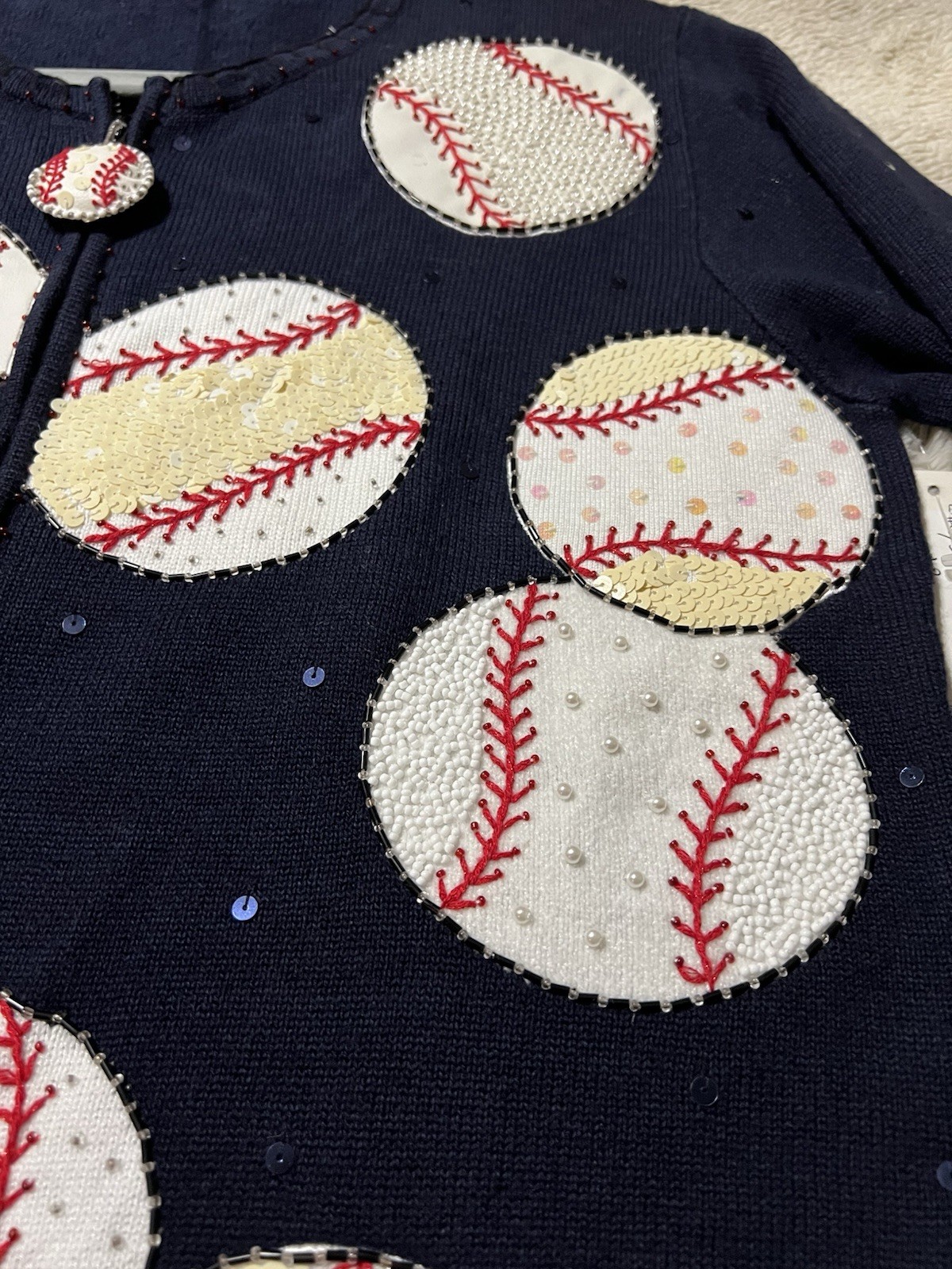 BEREK 2 Vintage Baseball Sweater Zip Up Cardigan Navy Blue Size Medium NWT