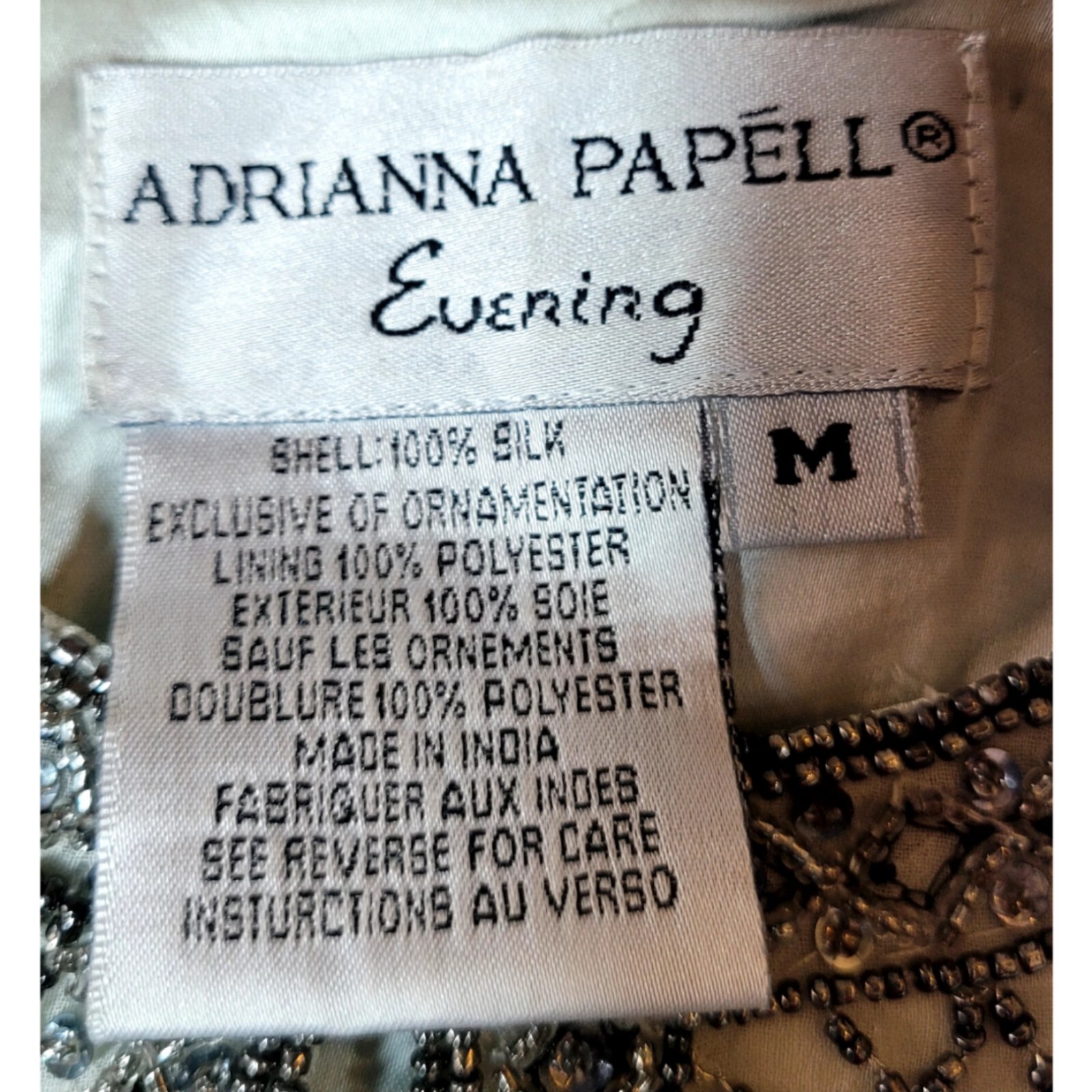 Adrianna Papell Evening Jacket 100% Silk Intricate Crystal Beaded Womens NWT
