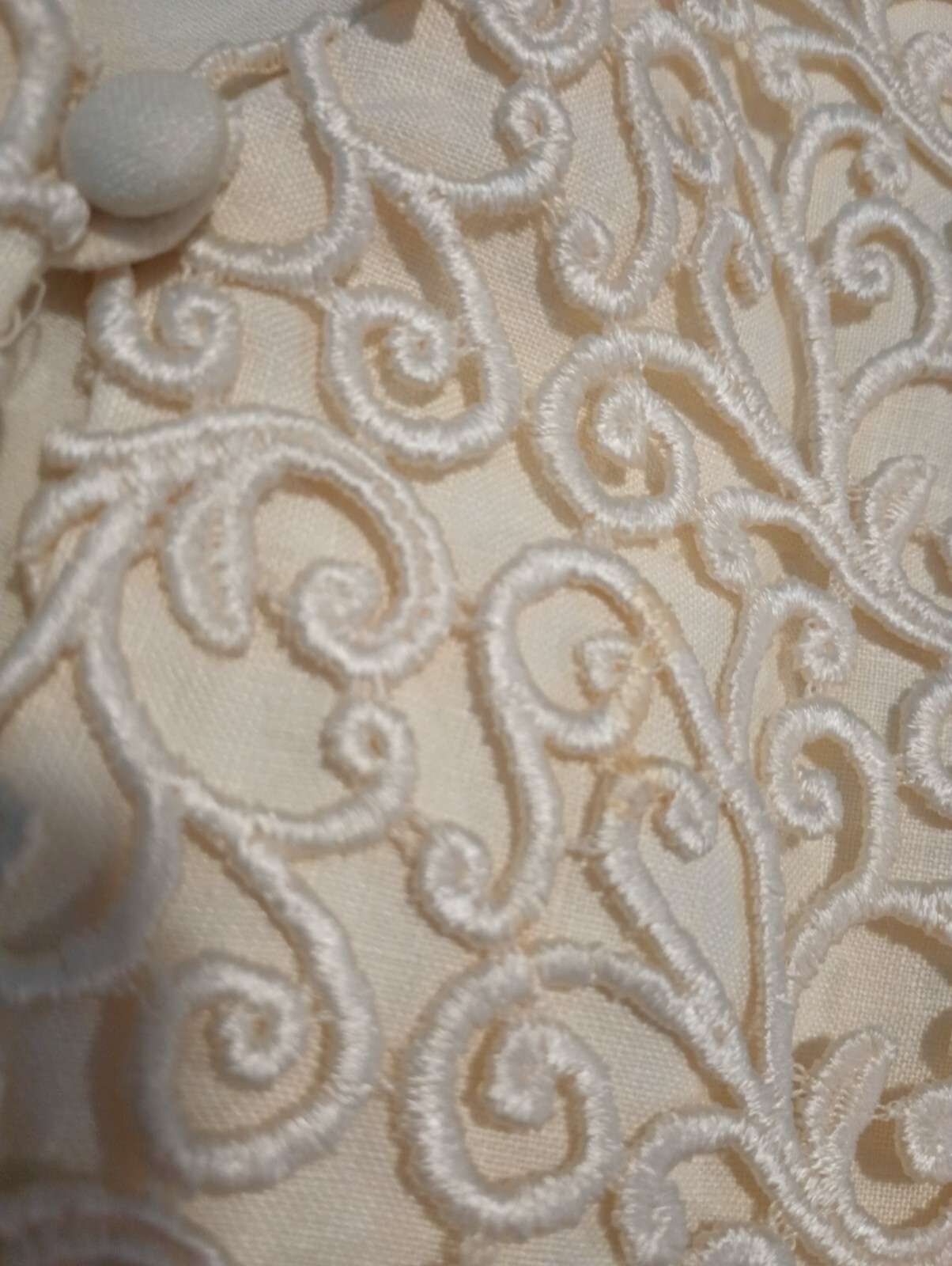 Vtg 80s BONNIE STRAUSS Soutache Embroidery Overlay Ivory Waistcoat Vest Top 6, M