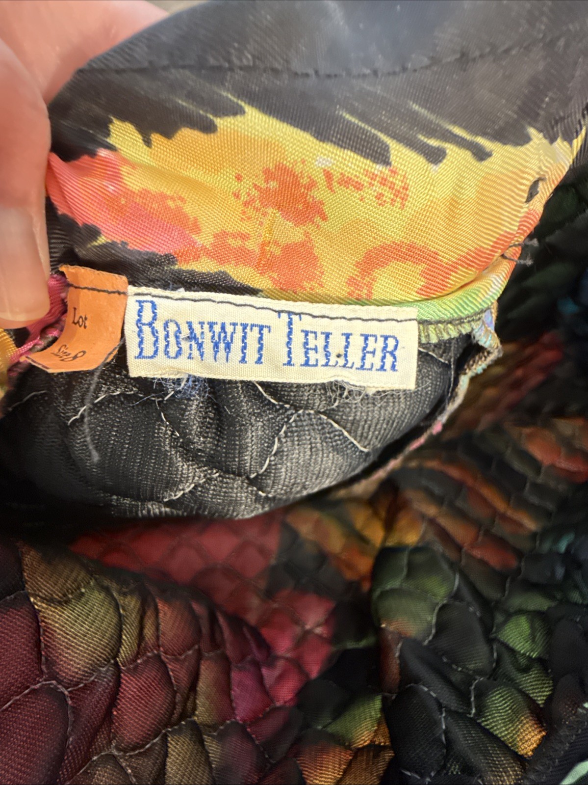 Vintage 1960s Womens Long Quilted Skirt Neon Flower Power Bonwit Teller XXS XS