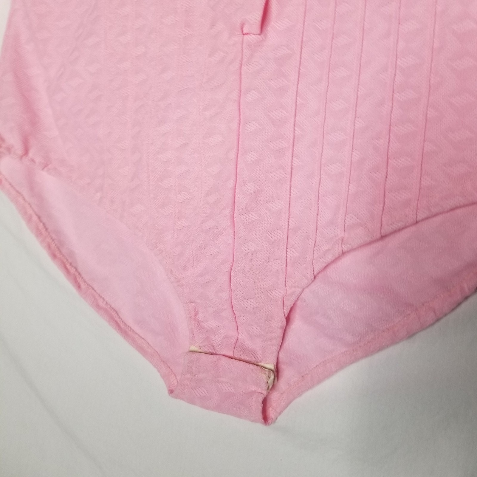 Vtg 70s Pink Pintuck Long Sleeve Bodysuit Blouse Large Pointed Collar Shirt