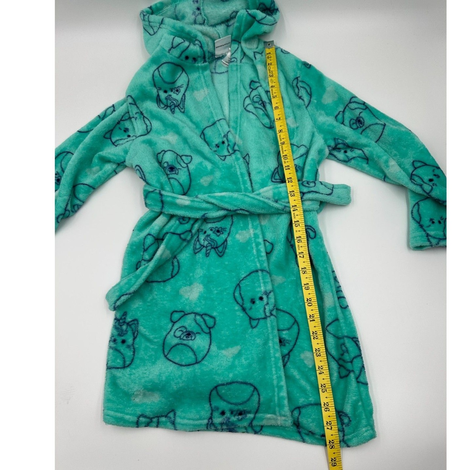 Squishmallow Bath Robe for Kids w/Hood & Cord Pockets SZ M Graphic Robe Green