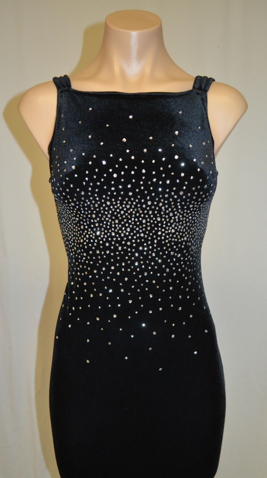 Onyx Nite Vintage 90s Black Velvet Silver Sparkle Sexy Prom Party Dress sz 6