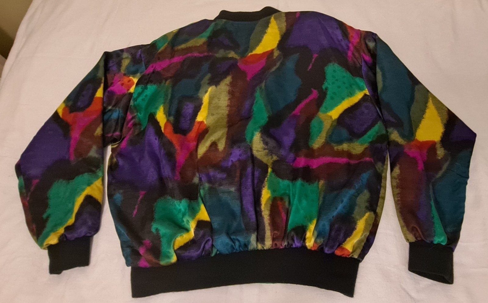 Vtg 80’s Casual Corner Art to Wear Bold Animal Print Dots Abstract Bomber Jacket