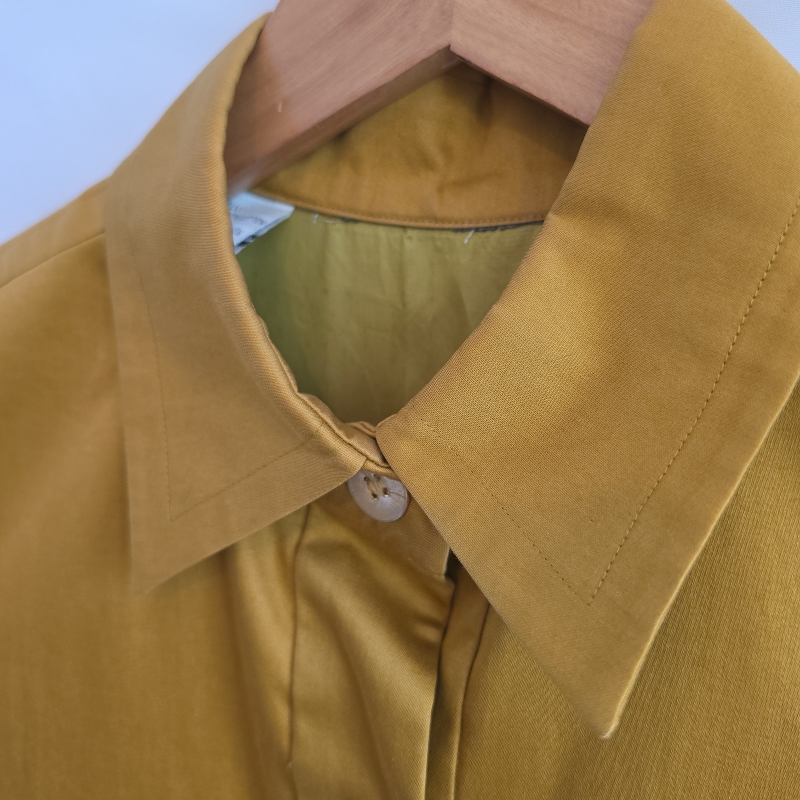 Vintage Bill Blass Mustard Yellow Popover Shirt Dress Oversized Utility Lined 10