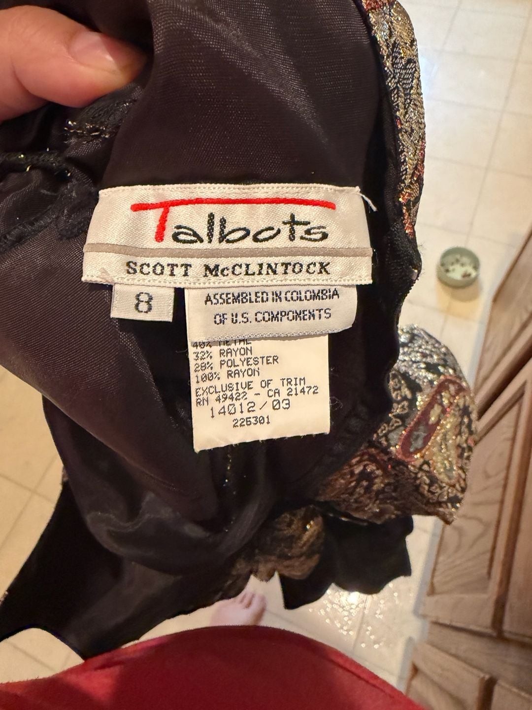 Vintage Talbots Scott McClintock Paisley Brocade and Black Velvet Dress