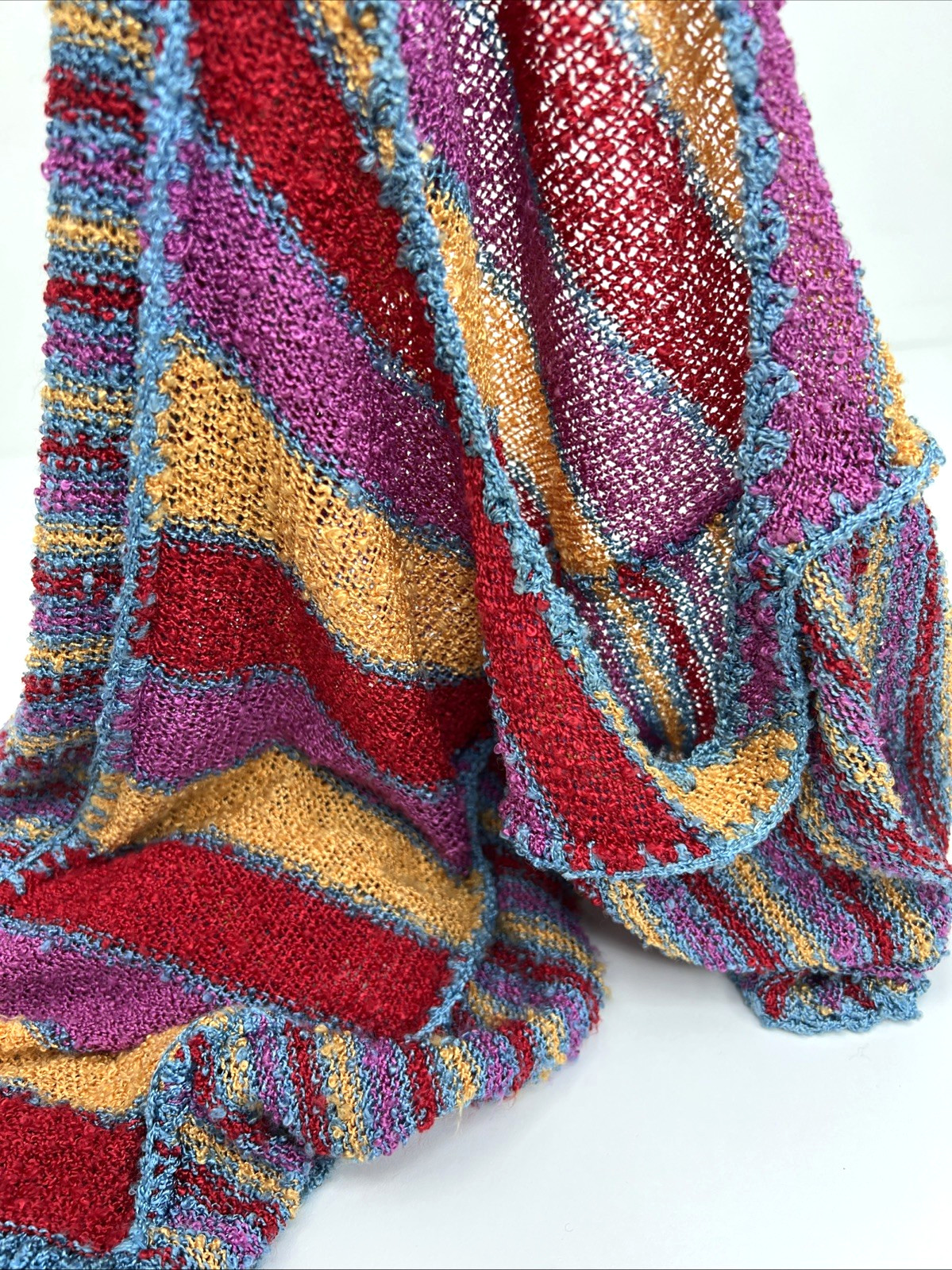VTG French Rags Women’s Small Top Raw Silk & Rayon Hand Loomed Boho Made USA