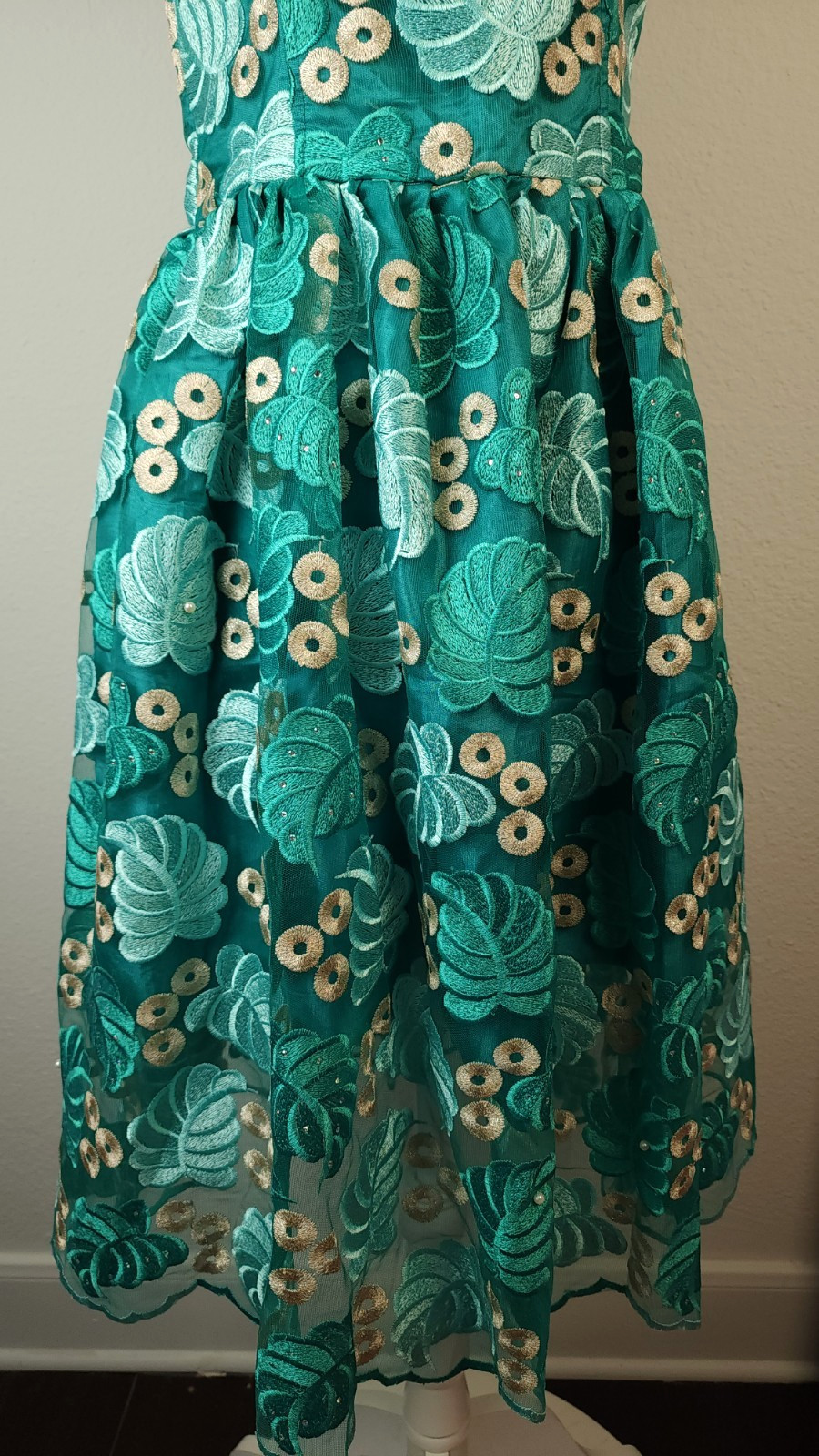 Vintage 1960s Tiki Lounge Cocktail Dress Handmade Hawaiian Resortwear Teal