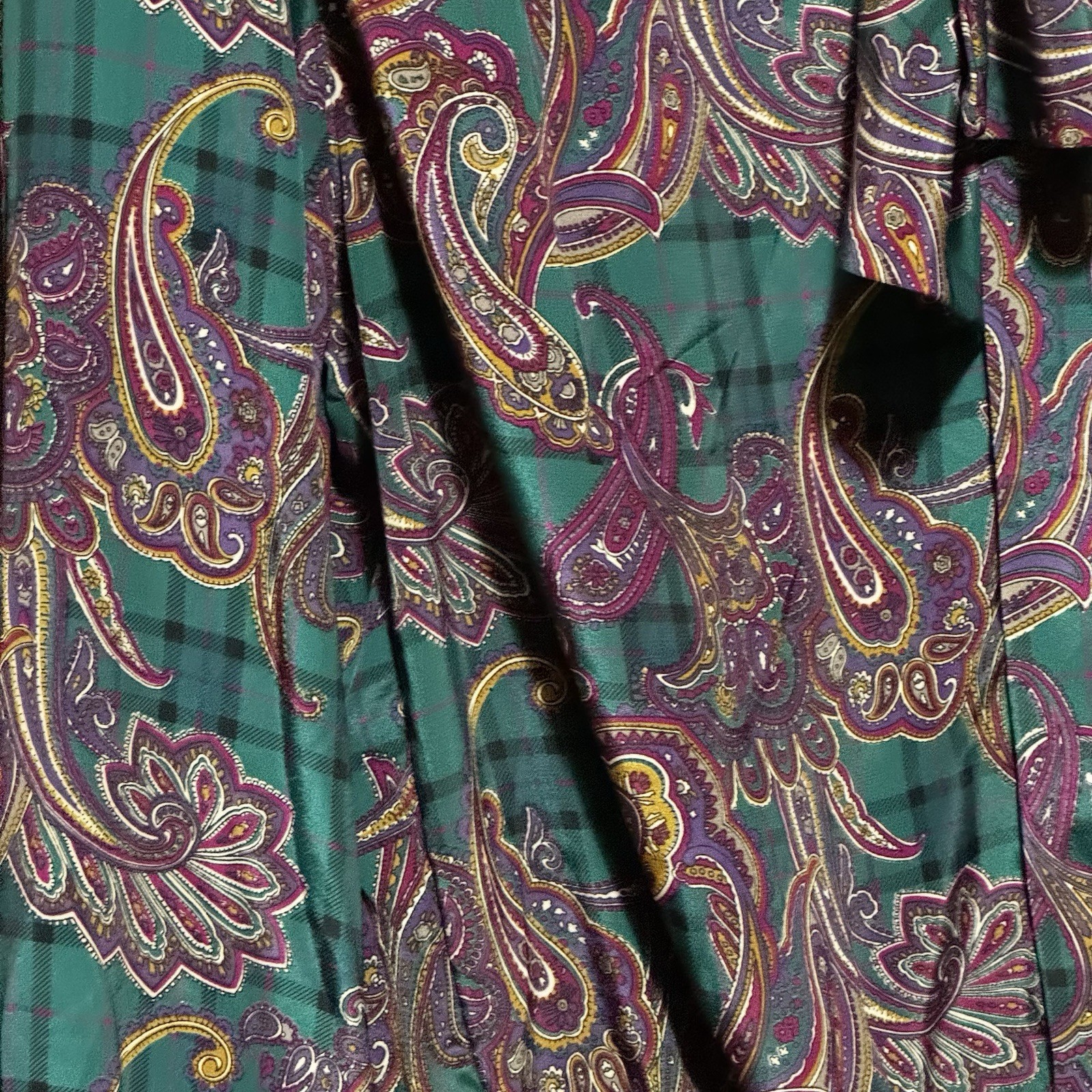 Alfred Dunner Blouse Sz 14 Blouse Bow Neck Long Sleeve Paisley 1980s Vintage