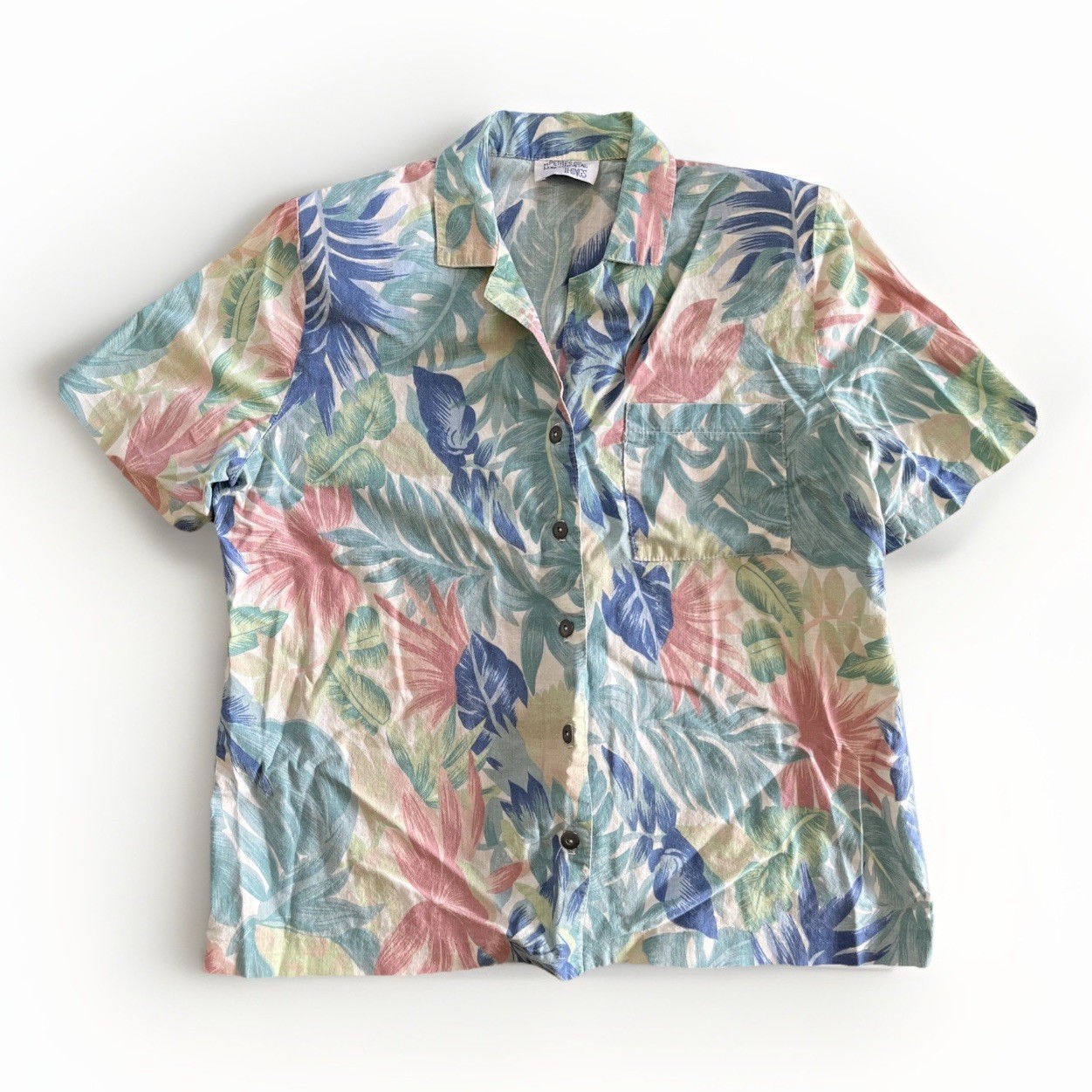 Vintage 80s/90s Tropical Print Fundamental Things Women’s Button Up shirt large