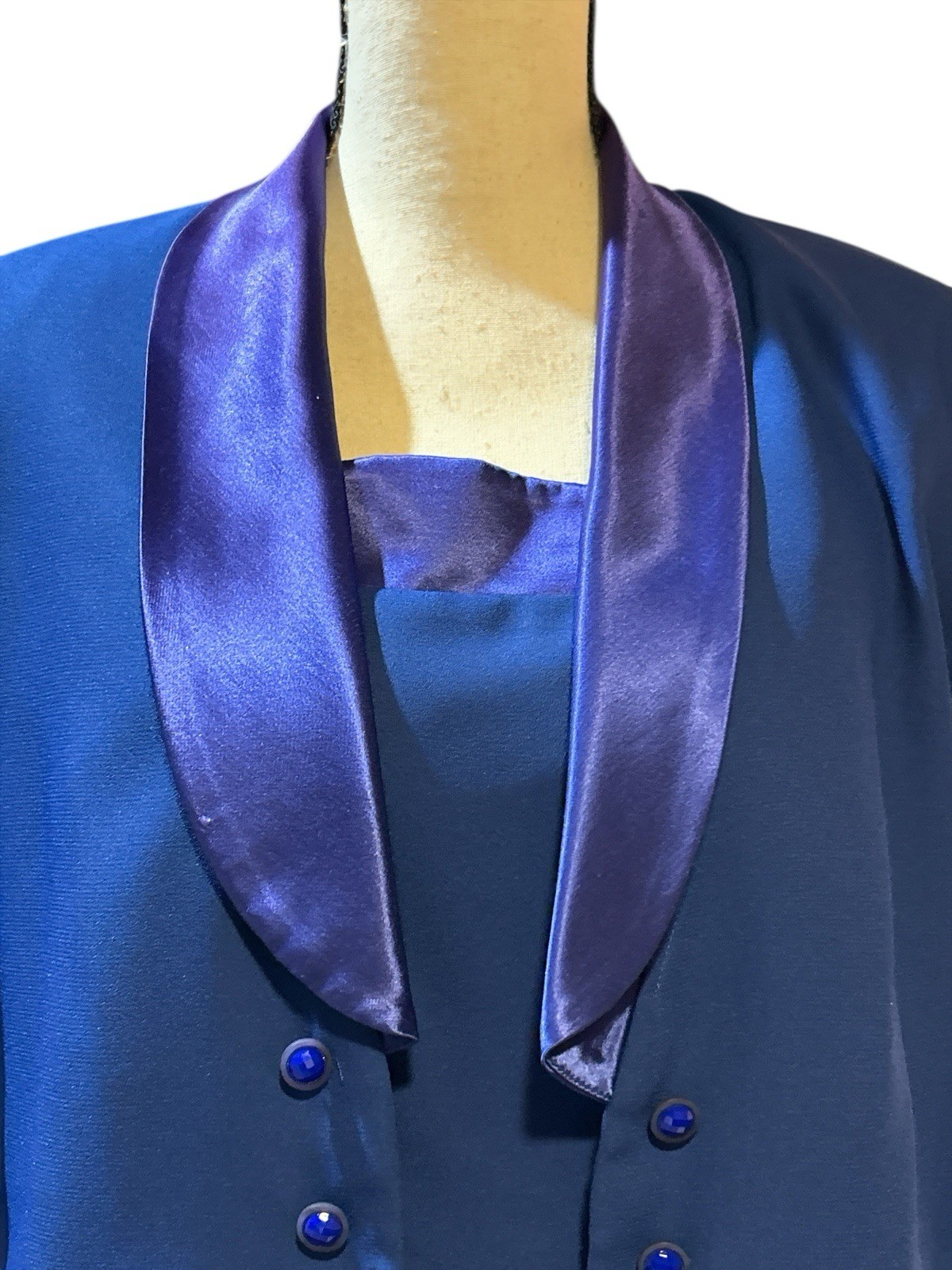JOSEPH RIBKOFF Formal Long Dress/Jacket Sz 14 Royal Blue, Purple Trim Wedding