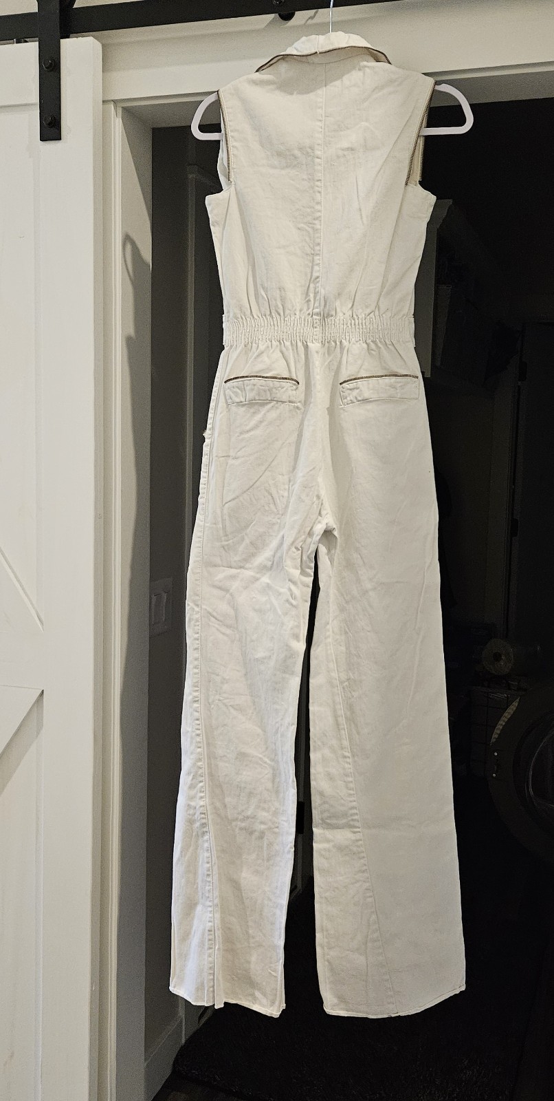 RARE Vintage 1970s Victory 1 Women’s White Denim Jumpsuit Size S/M TALON ZIPPER