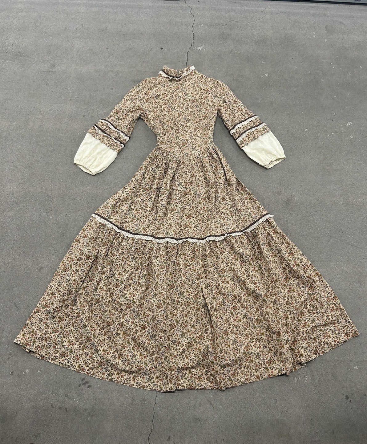 Stunning 80s Cottagecore Prairie Maxi Dress Size S CC Zipper