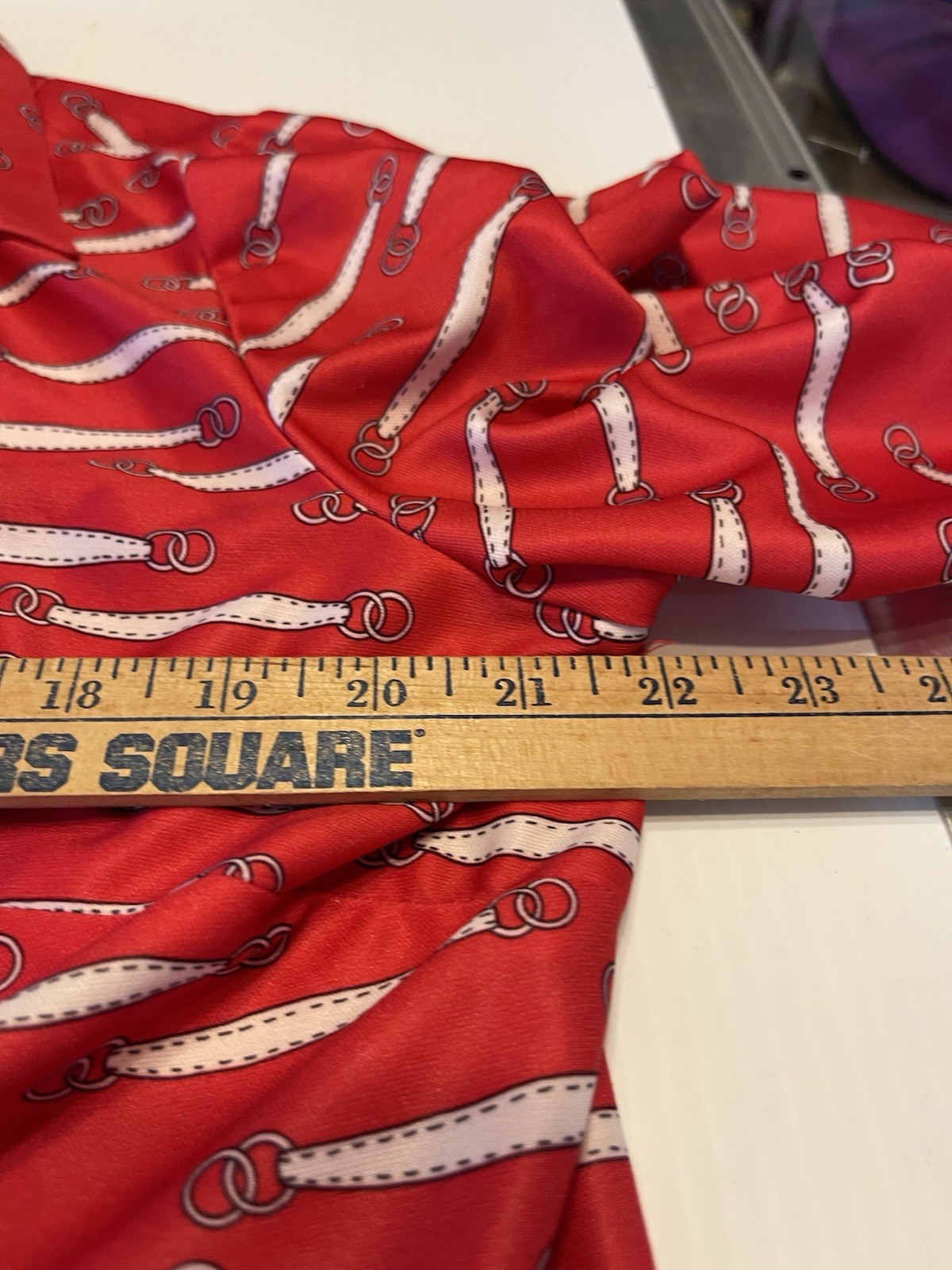 Vintage Leslie Pomer Red Graphic Button Up Blouse Pointed Collar 43 Bust