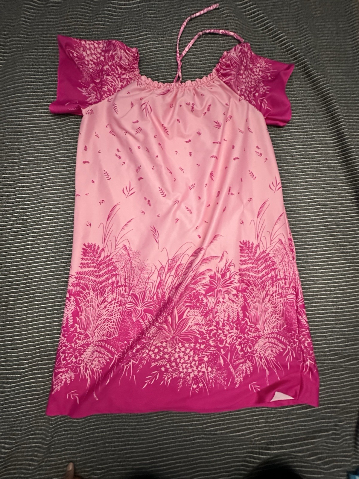 Vintage Coffee Club Pink Floral Muumuu Kaftan Lounge Nap Dress. 1 Pocket