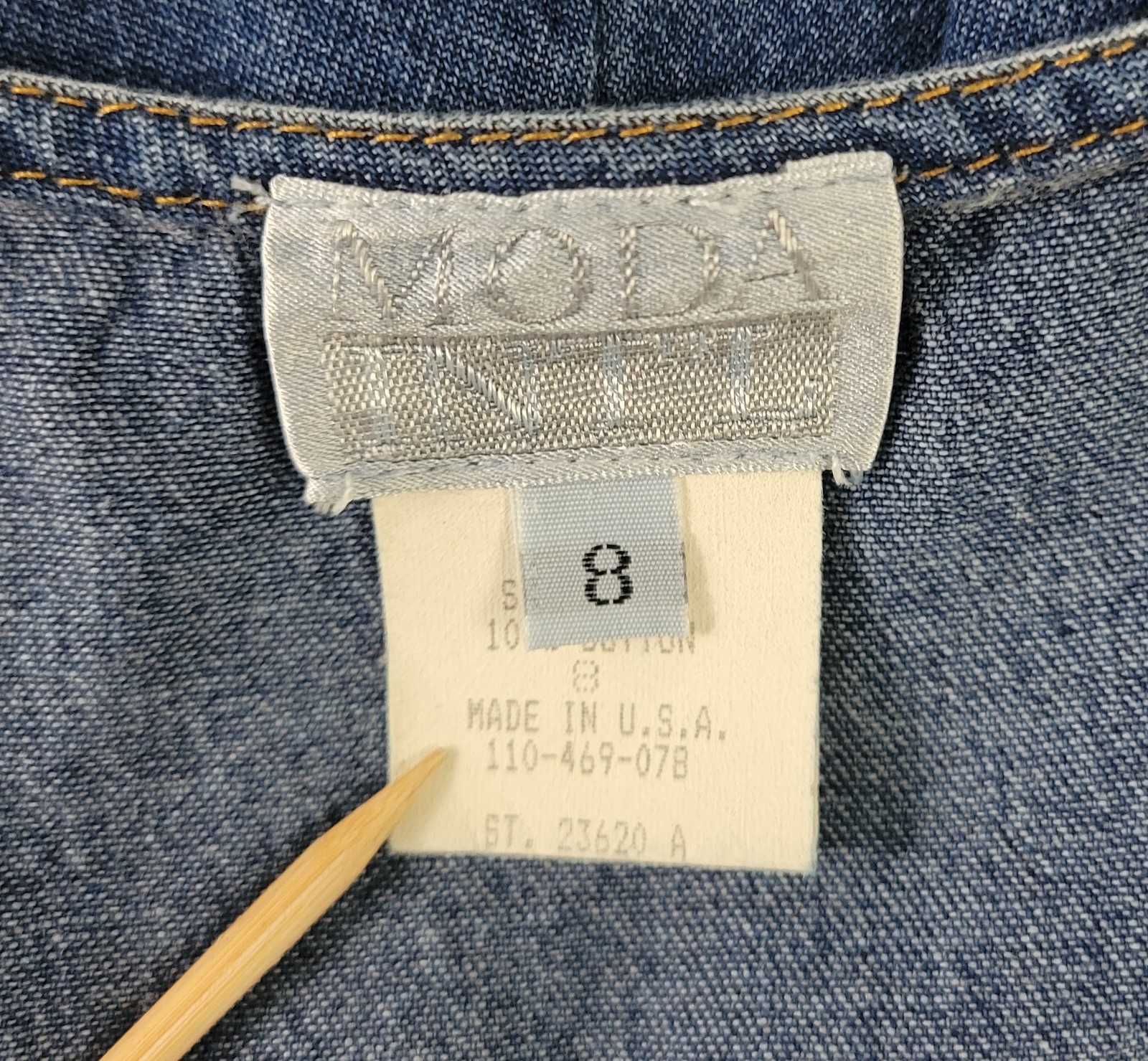 Vintage Moda Int’l Raised Waistline Button Down Flared Denim Dress Size 8