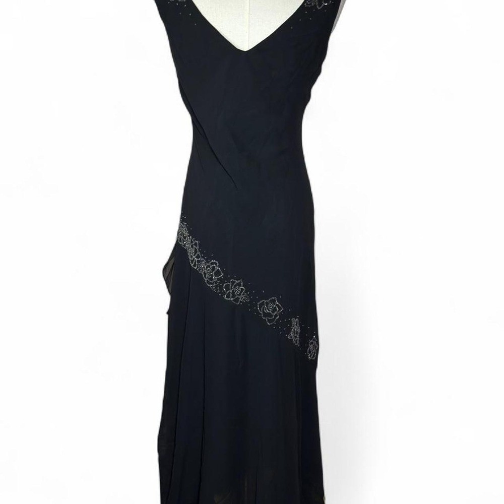 Vintage Alex Evenings Petite Black Beaded Maxi Dress