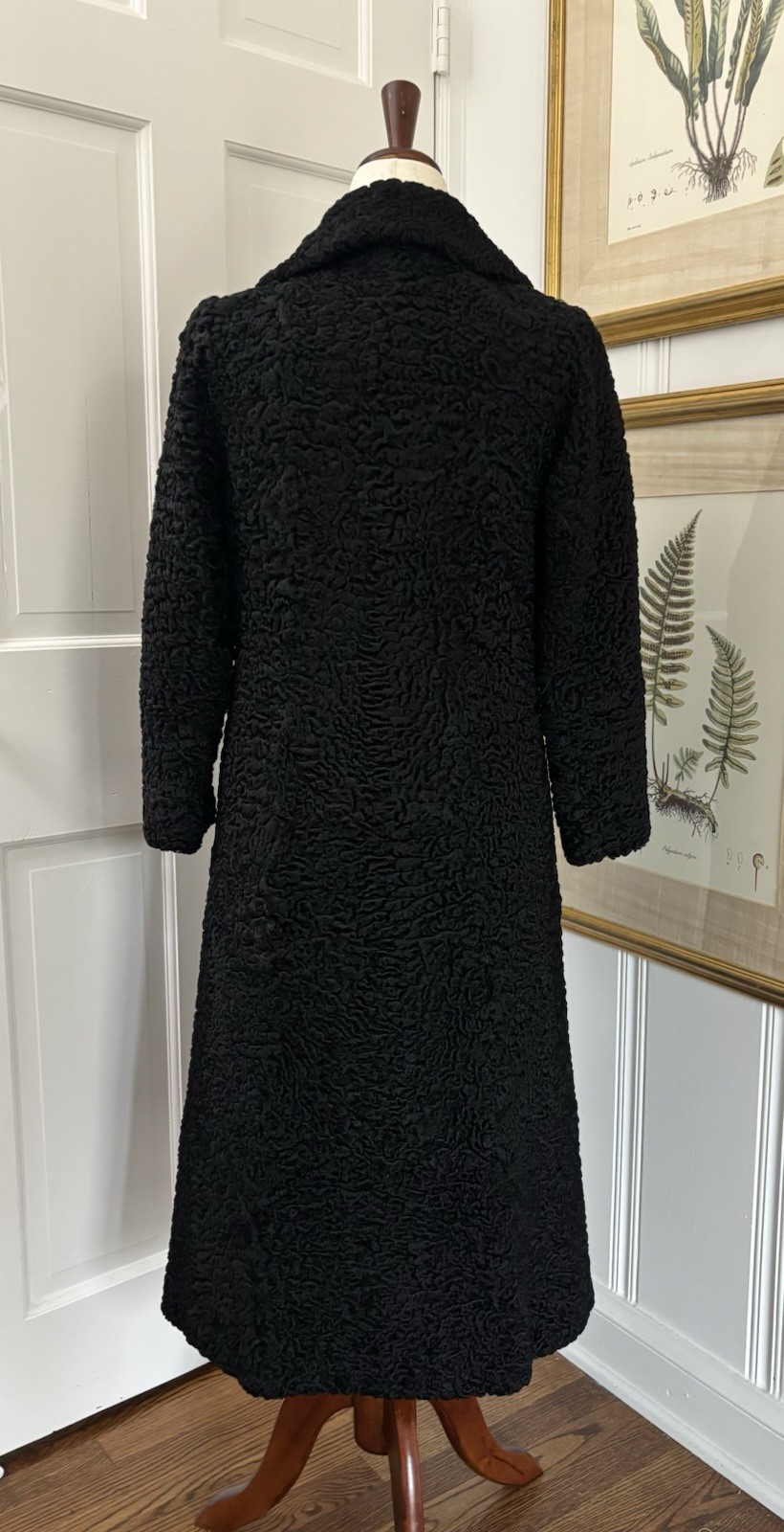 Vintage 1960’s Or 1970’s Genuine Persian Lamb Black Single Breasted Coat S XS