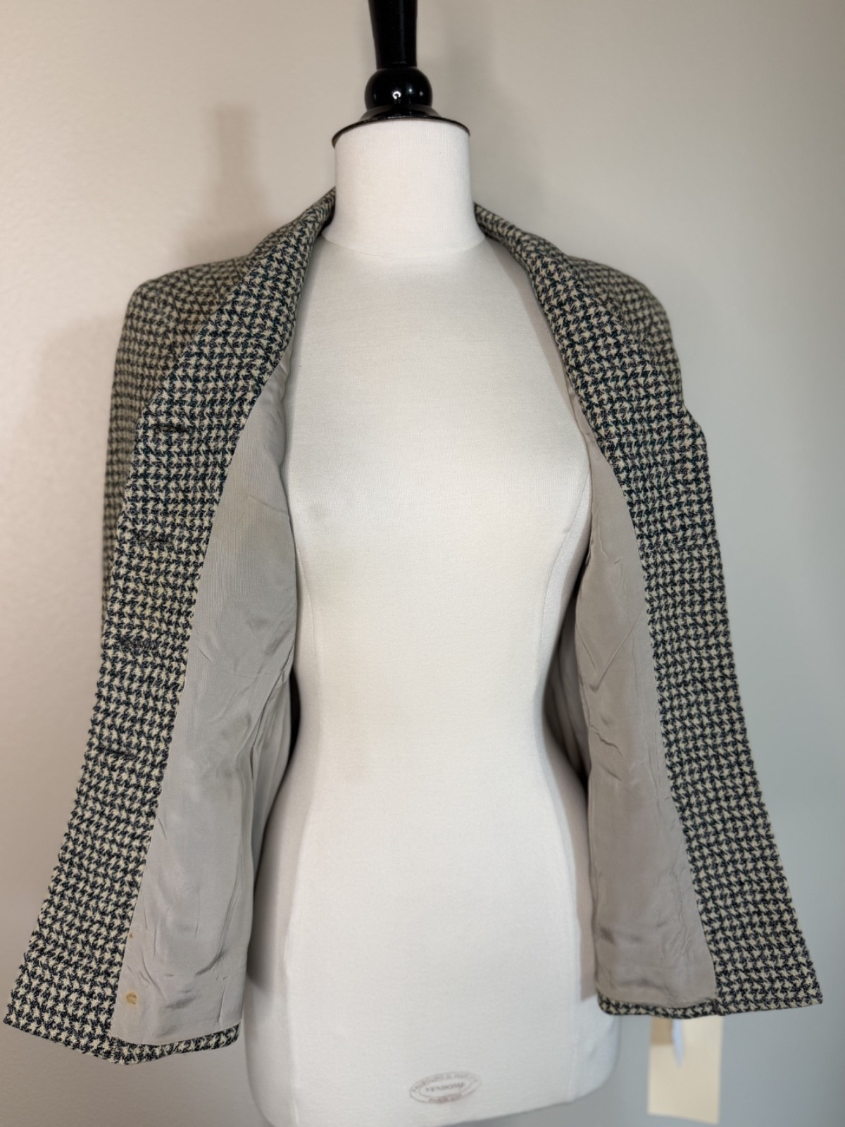 Vintage Checkered Black/white Blazer Womans B36
