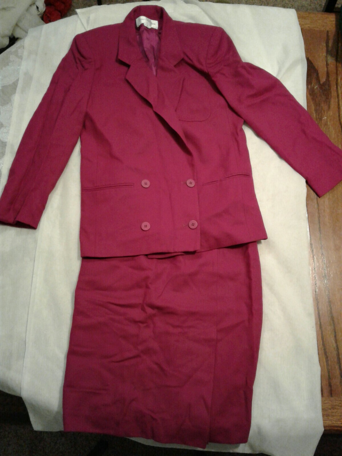 Vintage Jones New York Purple Fuschia 2pc Suit Blazer Skirt Size 6 (cb12)
