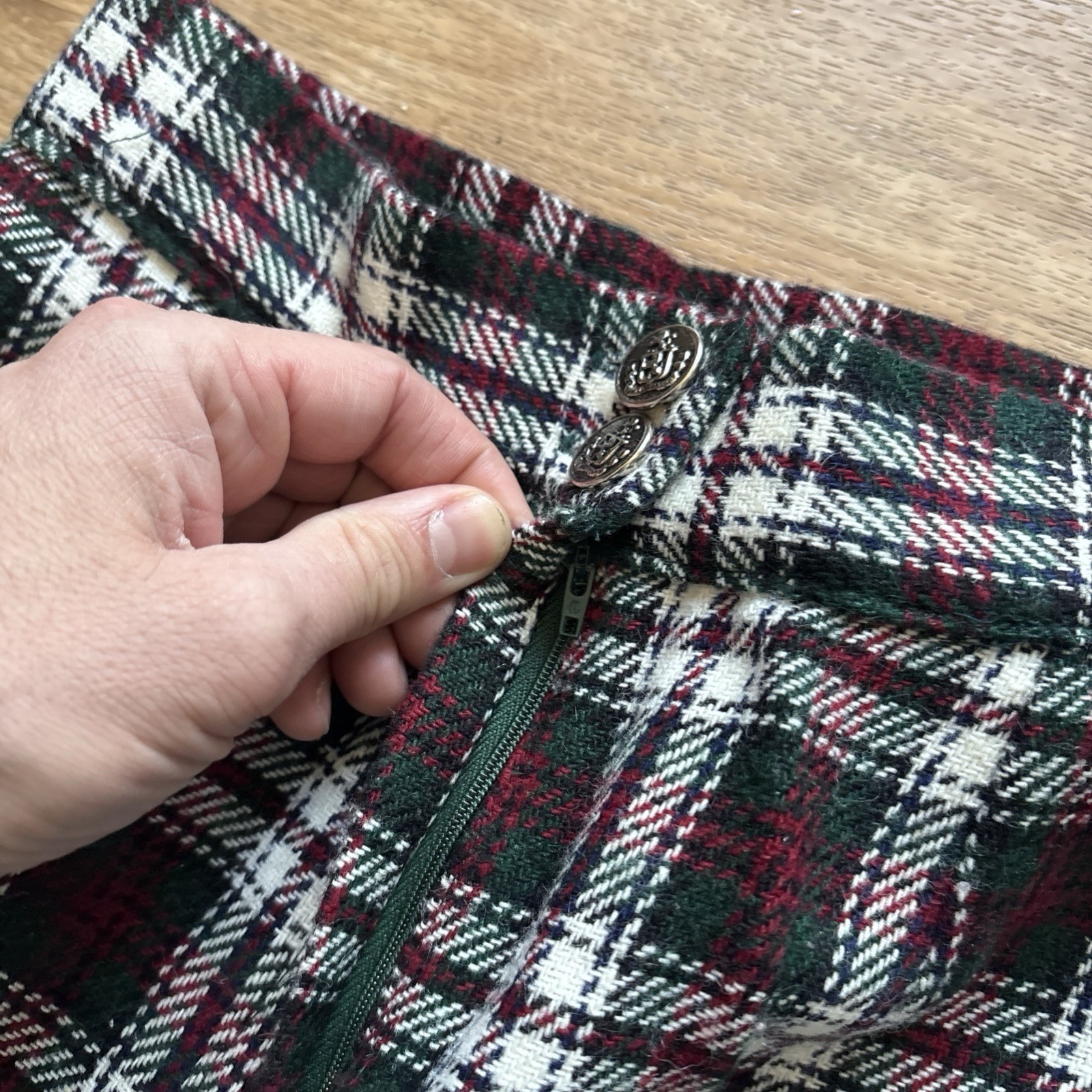 Vintage 1970s Women’s Handmade Plaid Suit Set Pants & Blazer Flare Bell Small