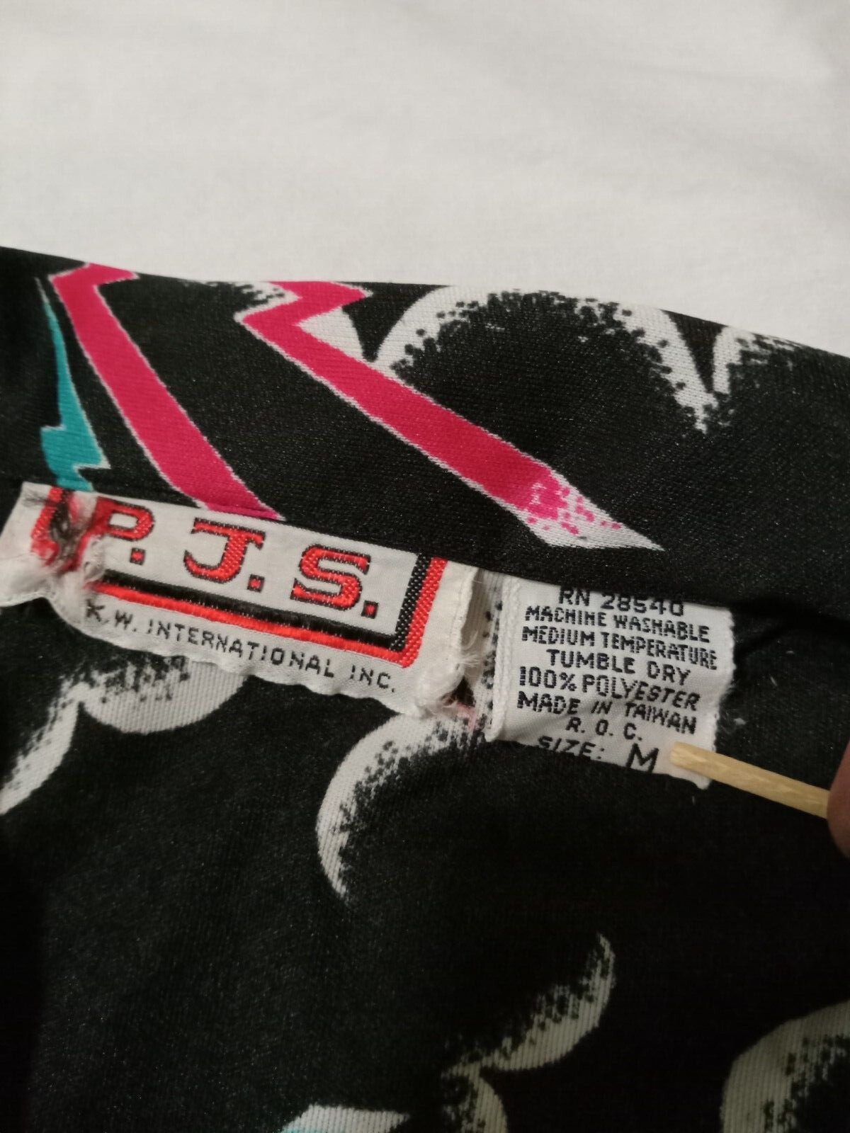True Vintage Lightning Bolt Cloud Black Pink Turquoise White Abstract Poly Women