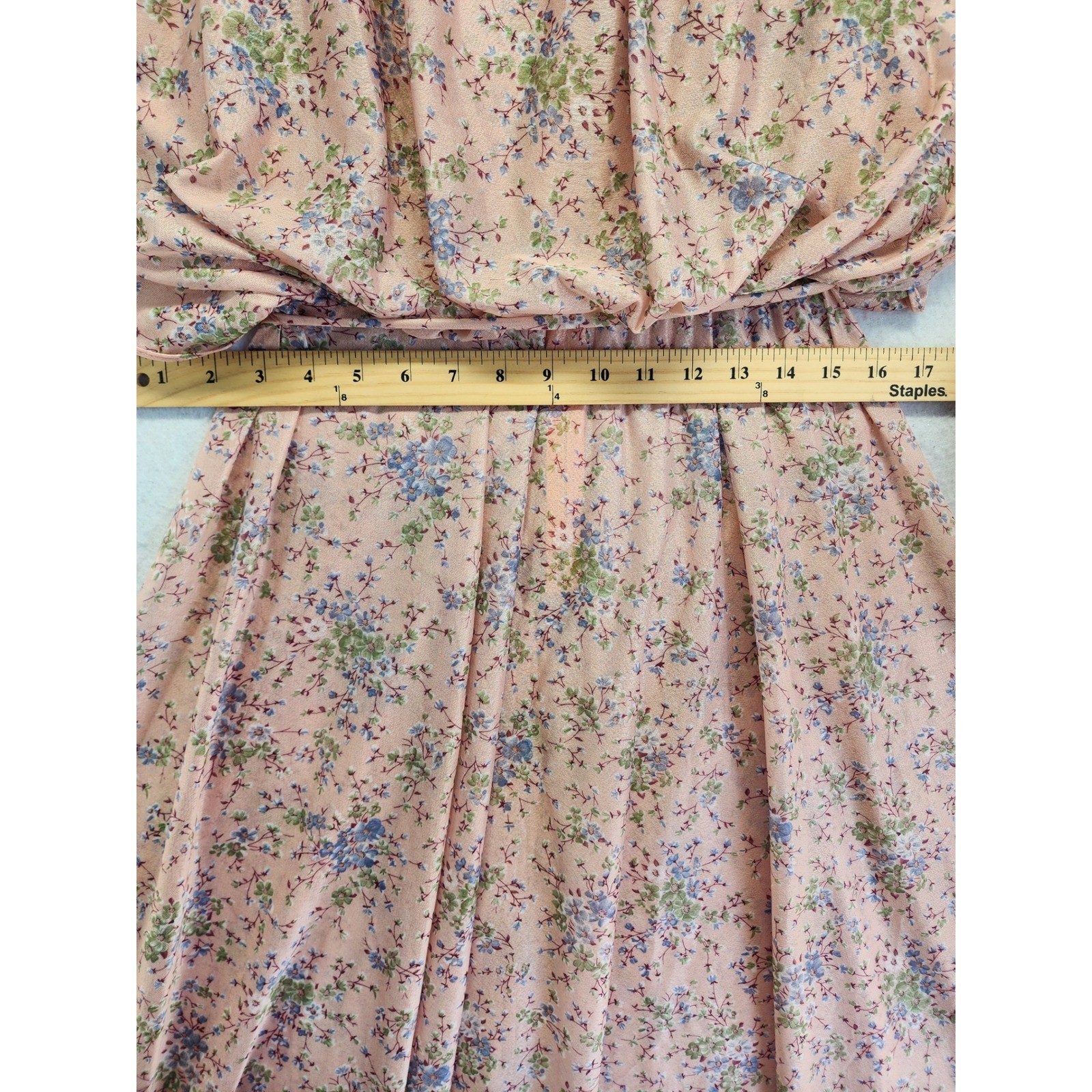 Vintage JCPenney Fashions Floral Flutter Sleeve Midi Dress Pink Size 13/14