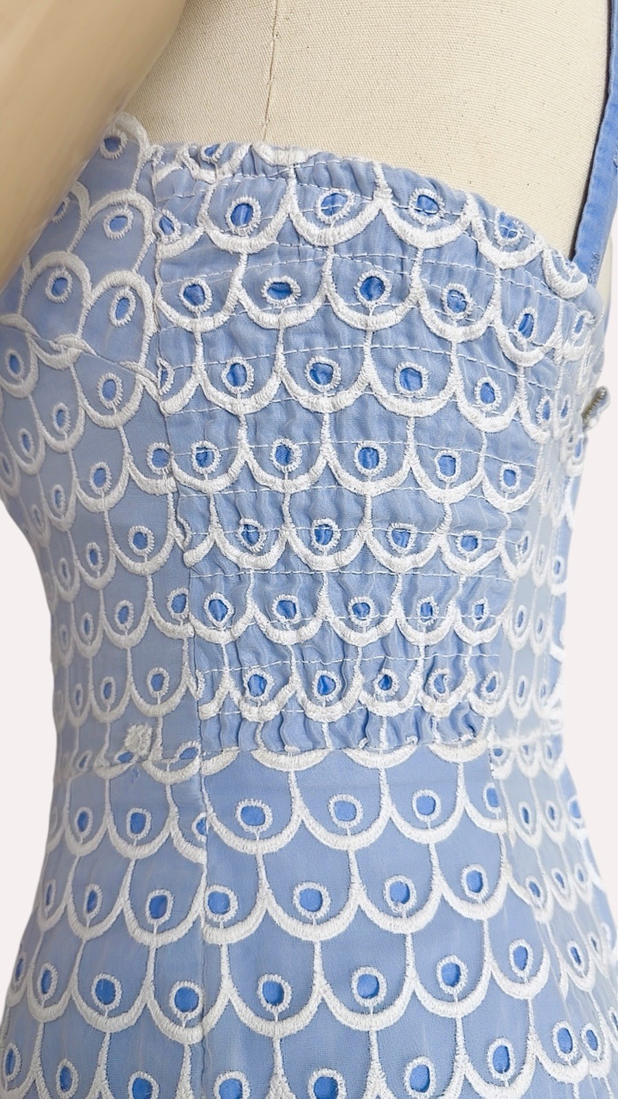 Documented Vintage 1950s JANTZEN Pinup Blue Romper Playsuit Embroidered Eyelet